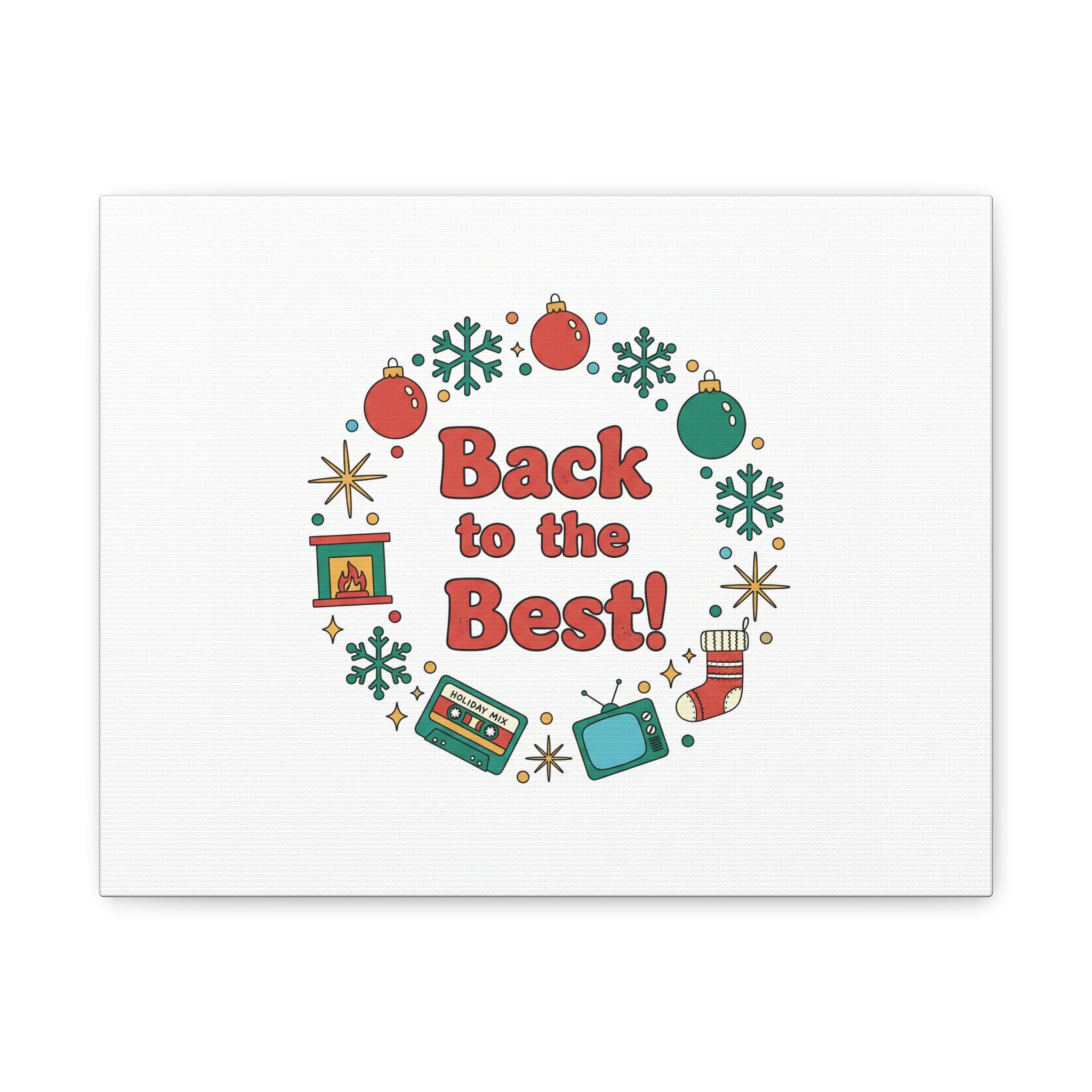 Retro Christmas Wreath Print Canvas | 90s Holiday Nostalgia, Vintage Holiday Poster