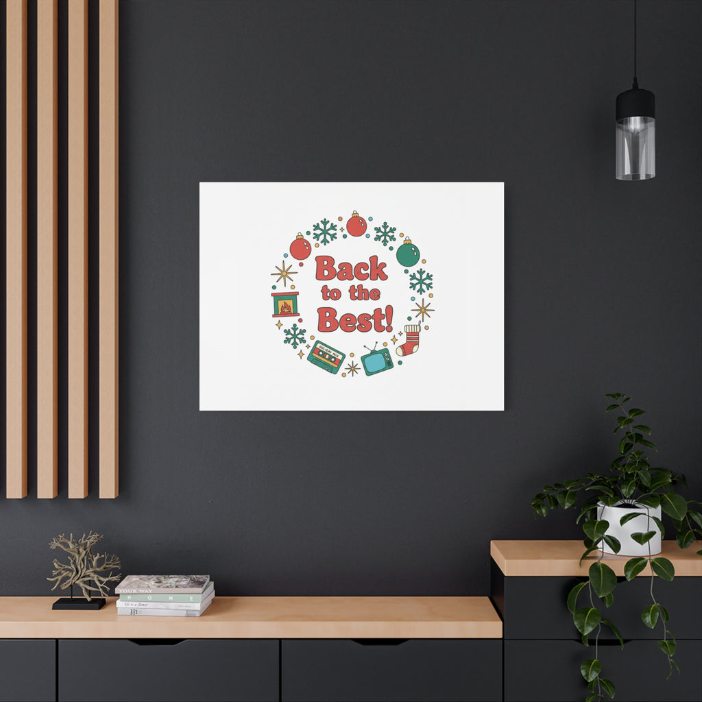 Retro Christmas Wreath Print Canvas | 90s Holiday Nostalgia, Vintage Holiday Poster