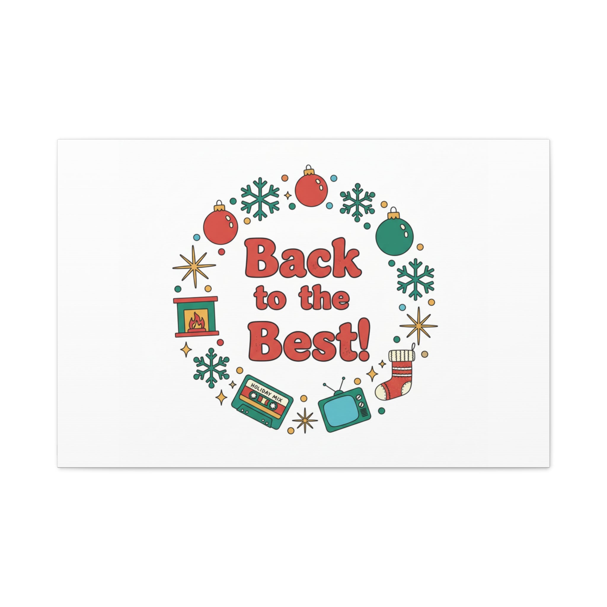 Retro Christmas Wreath Print Canvas | 90s Holiday Nostalgia, Vintage Holiday Poster