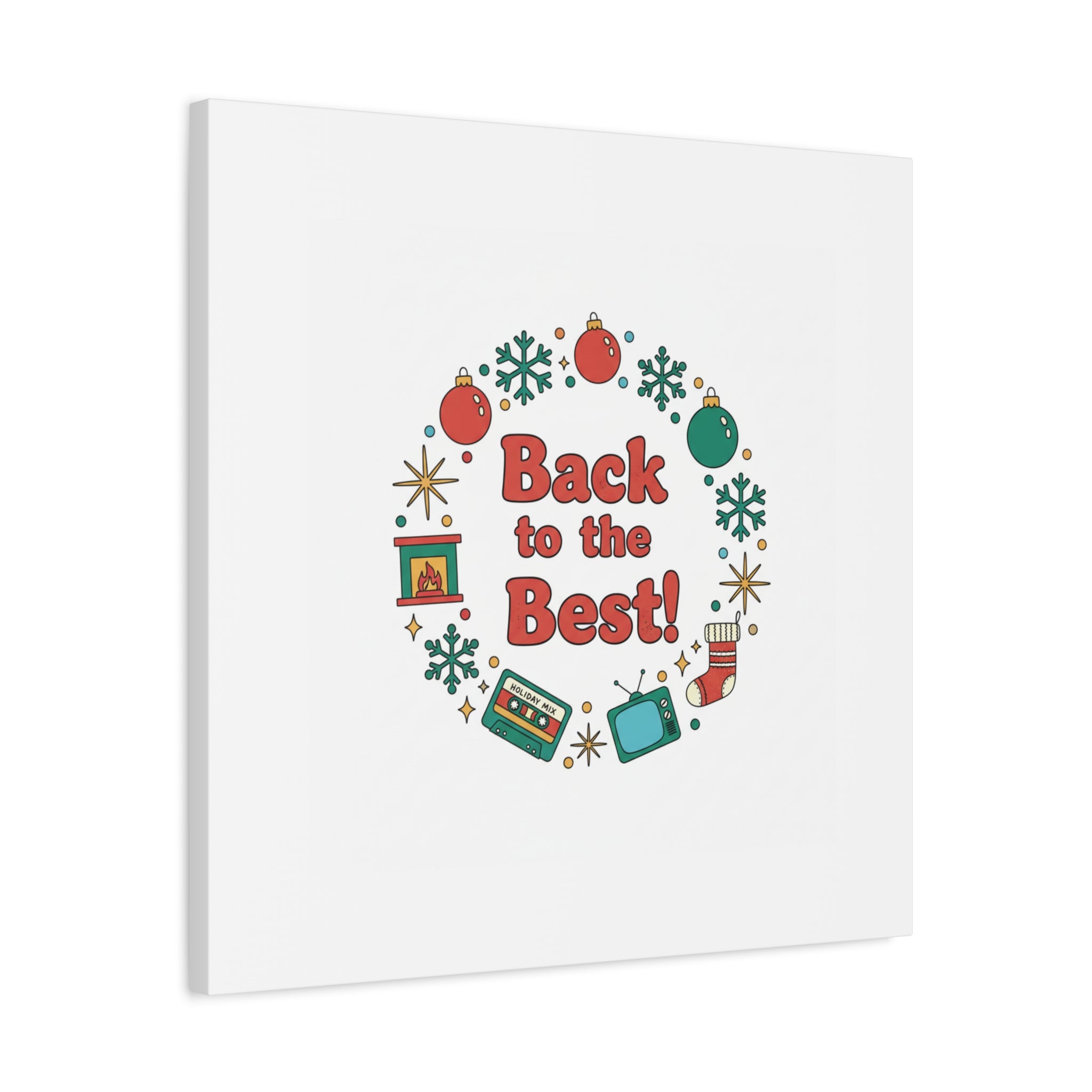 Retro Christmas Wreath Print Canvas | 90s Holiday Nostalgia, Vintage Holiday Poster