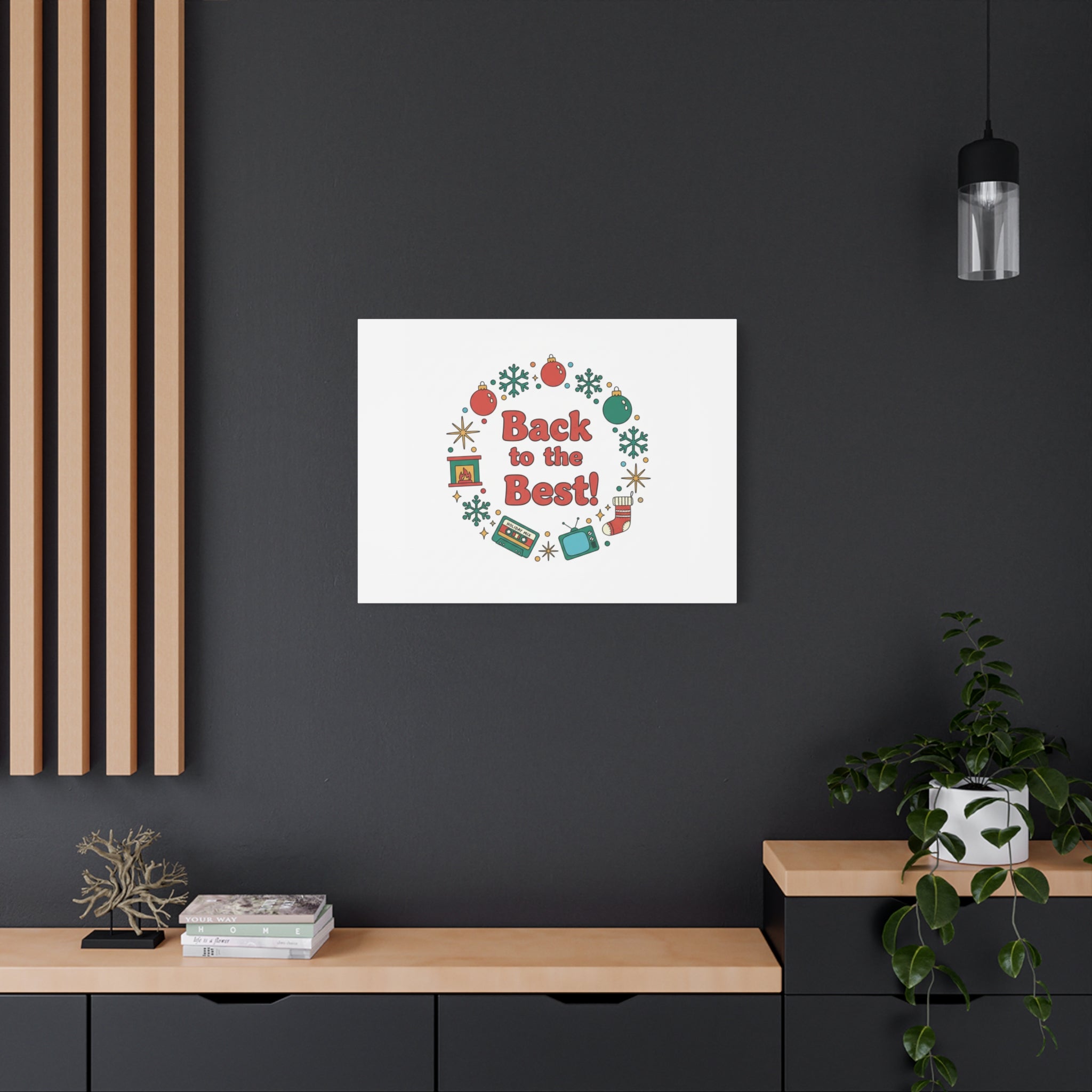 Retro Christmas Wreath Print Canvas | 90s Holiday Nostalgia, Vintage Holiday Poster