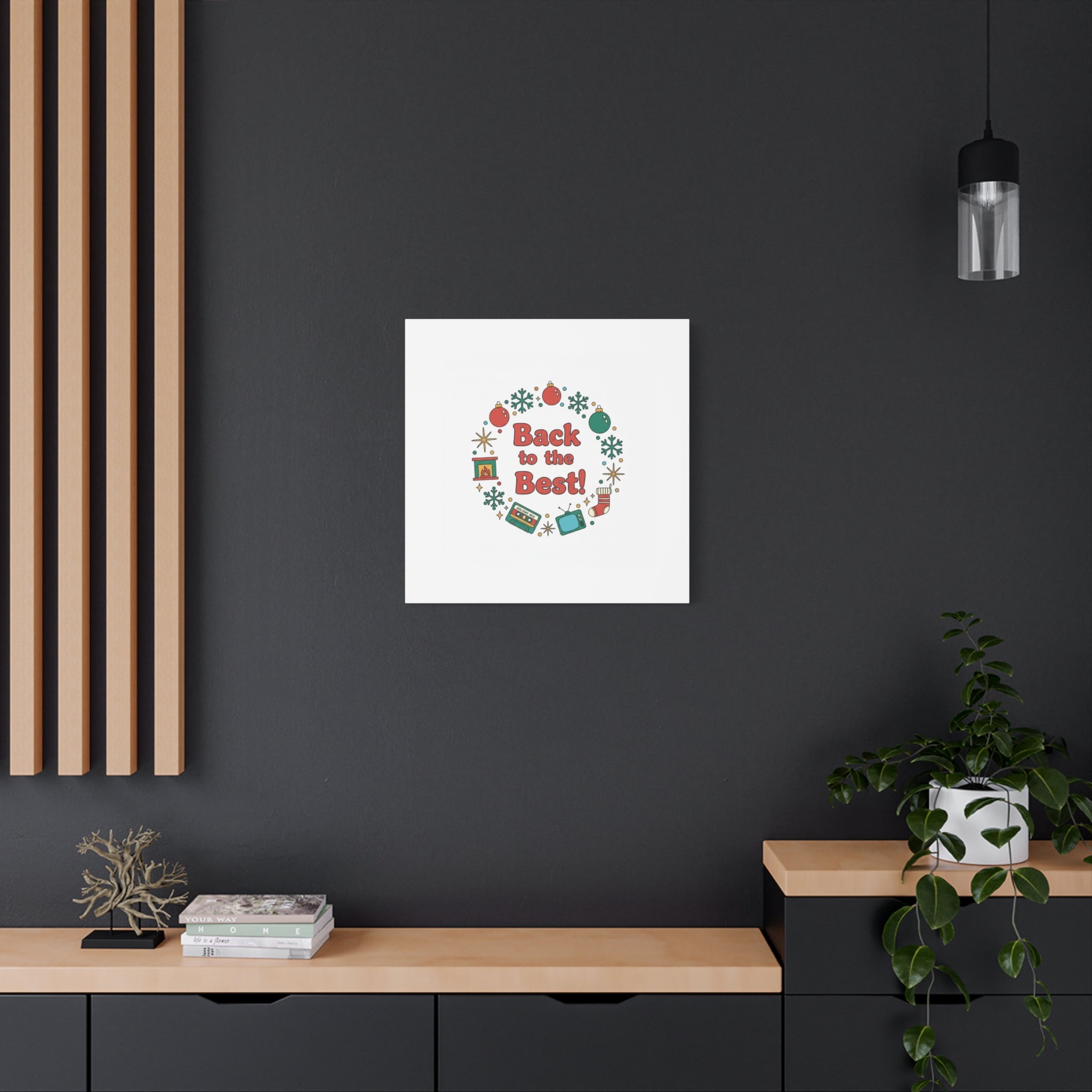 Retro Christmas Wreath Print Canvas | 90s Holiday Nostalgia, Vintage Holiday Poster