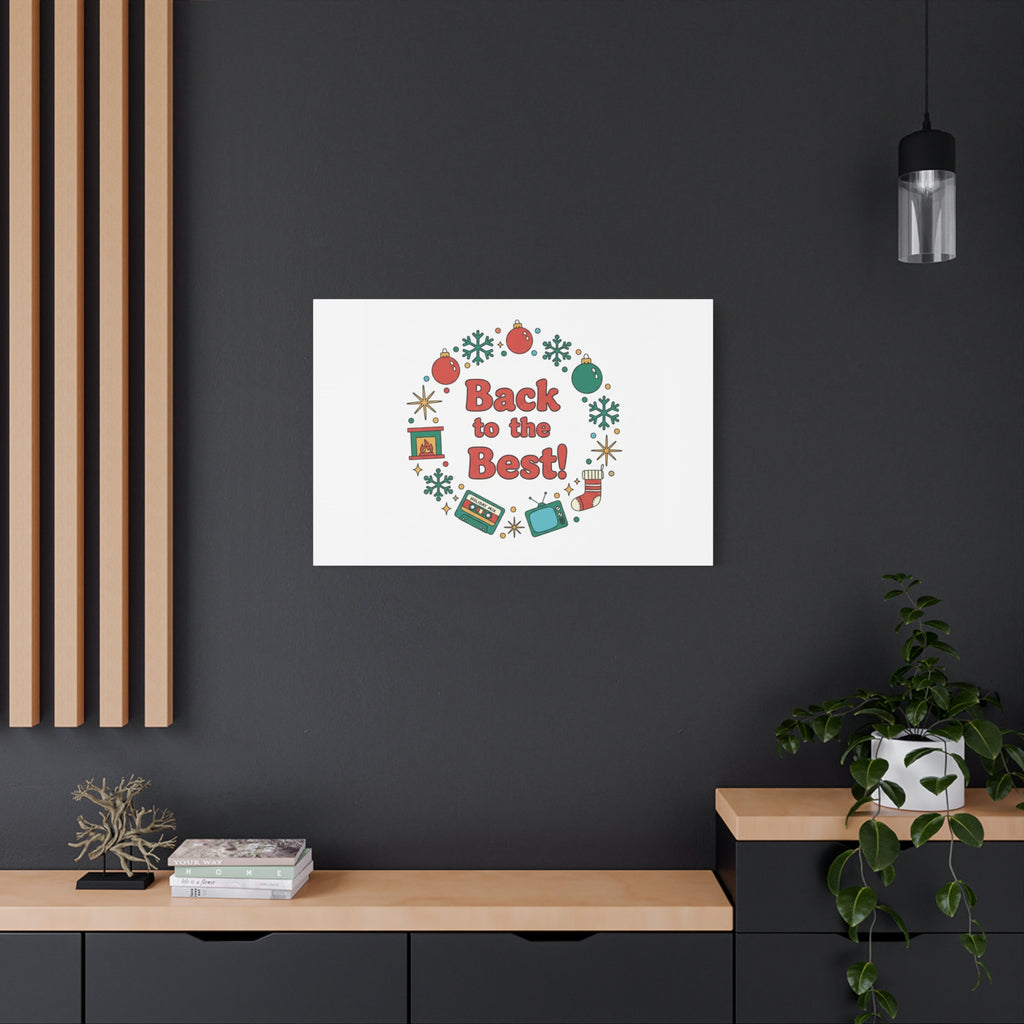 Retro Christmas Wreath Print Canvas | 90s Holiday Nostalgia, Vintage Holiday Poster