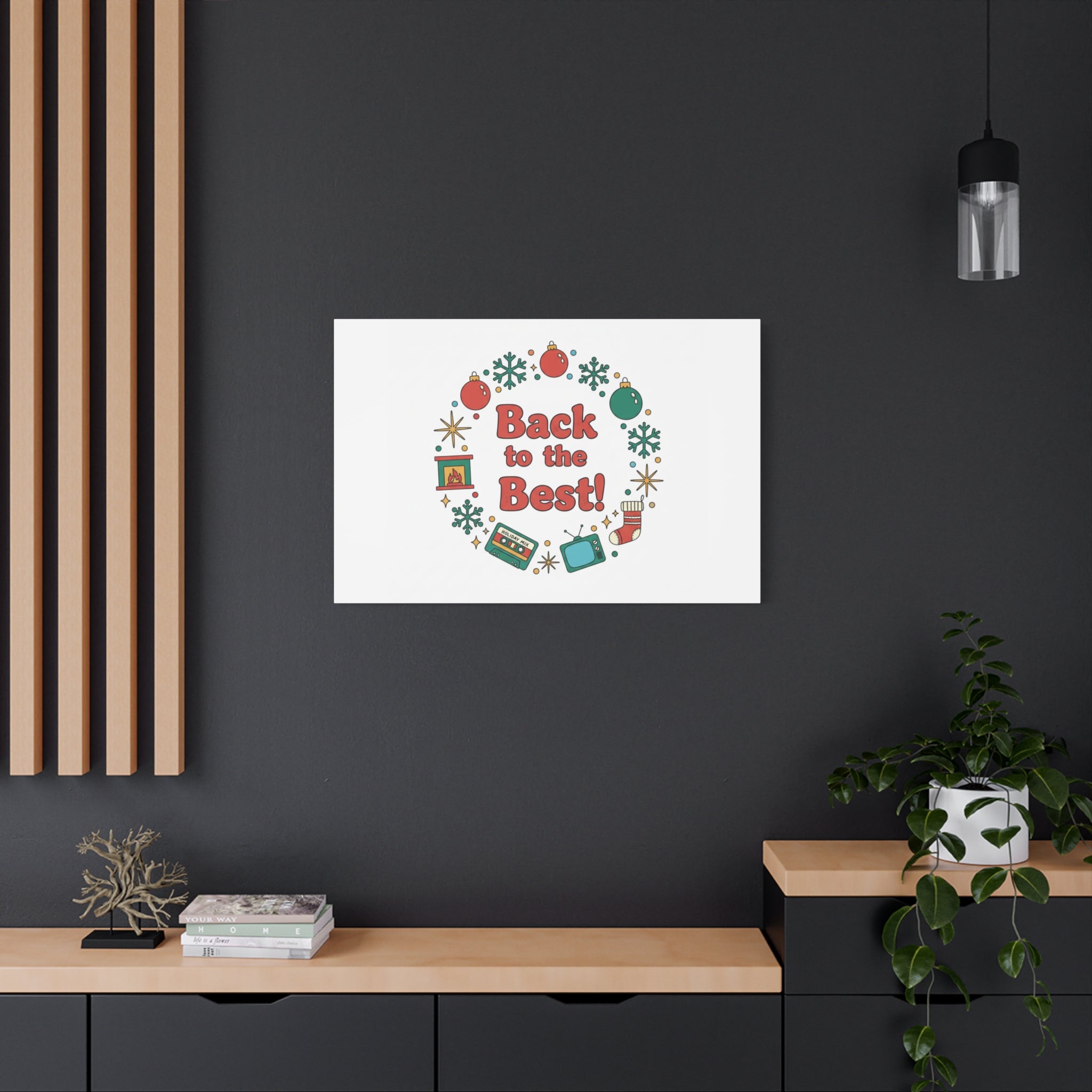 Retro Christmas Wreath Print Canvas | 90s Holiday Nostalgia, Vintage Holiday Poster