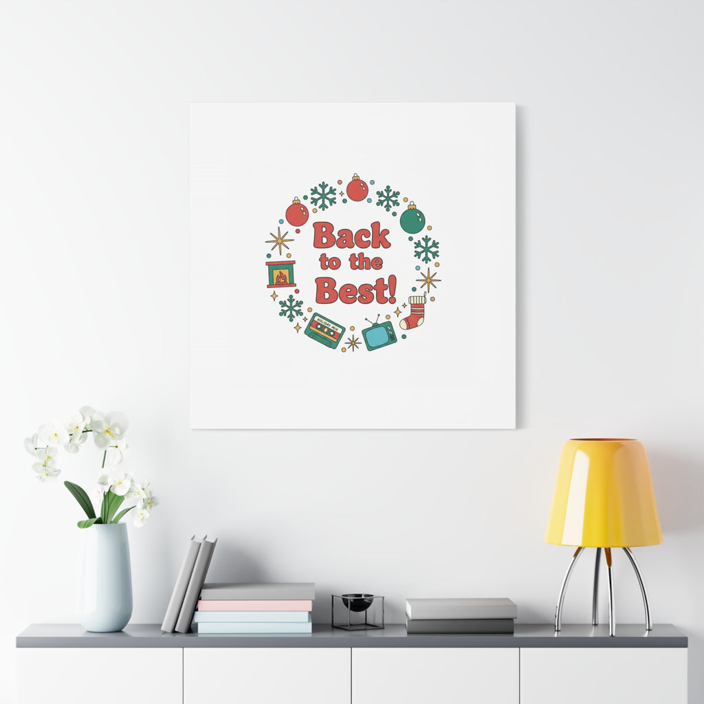Retro Christmas Wreath Print Canvas | 90s Holiday Nostalgia, Vintage Holiday Poster