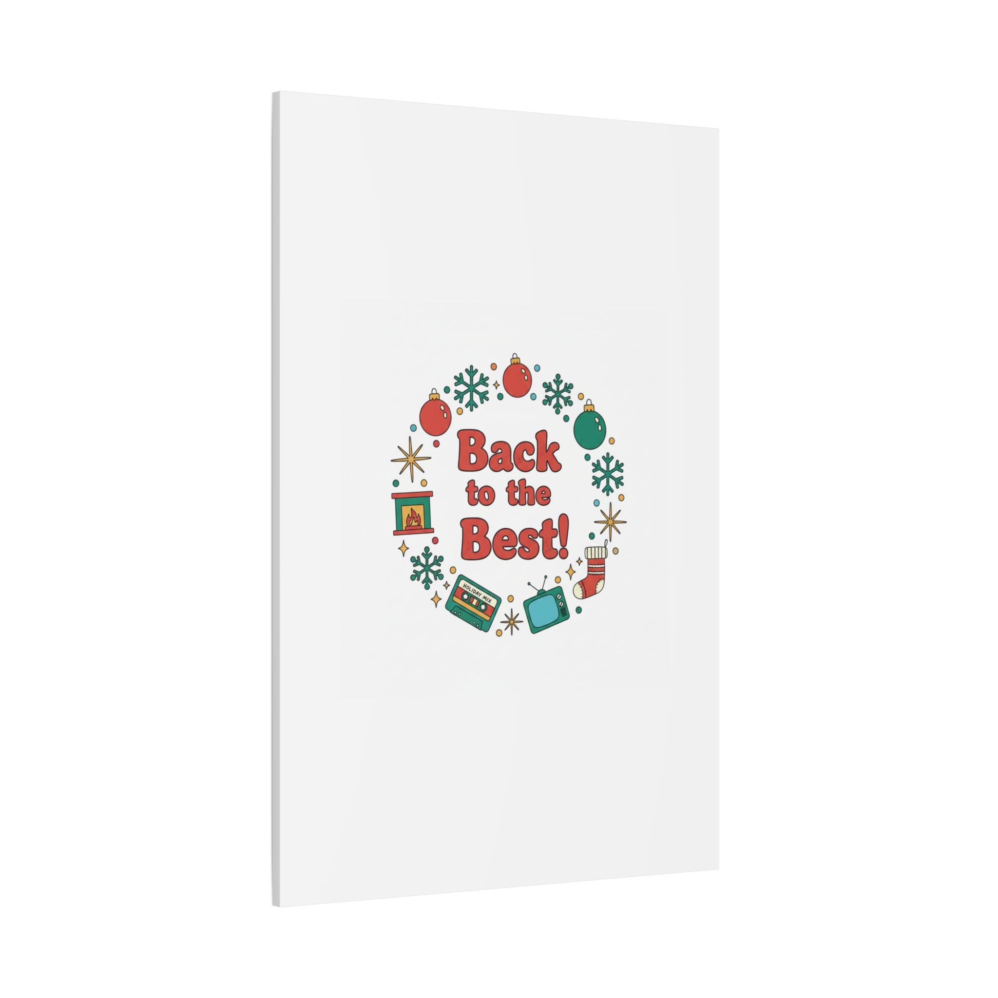 Retro Christmas Wreath Print Canvas | 90s Holiday Nostalgia, Vintage Holiday Poster