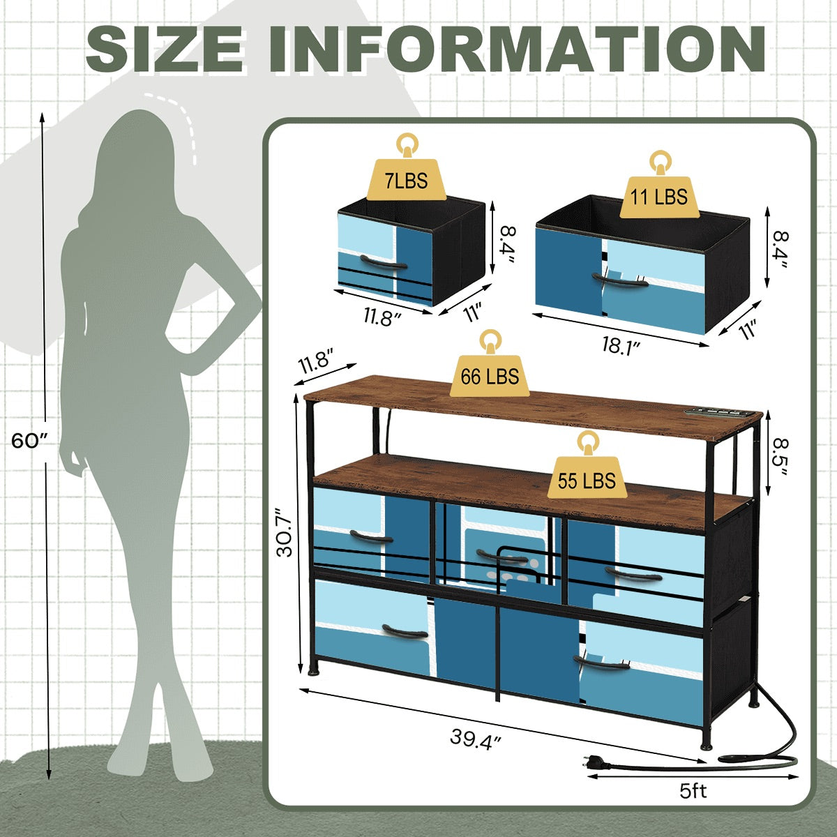 5-Drawer TV Stand Dresser