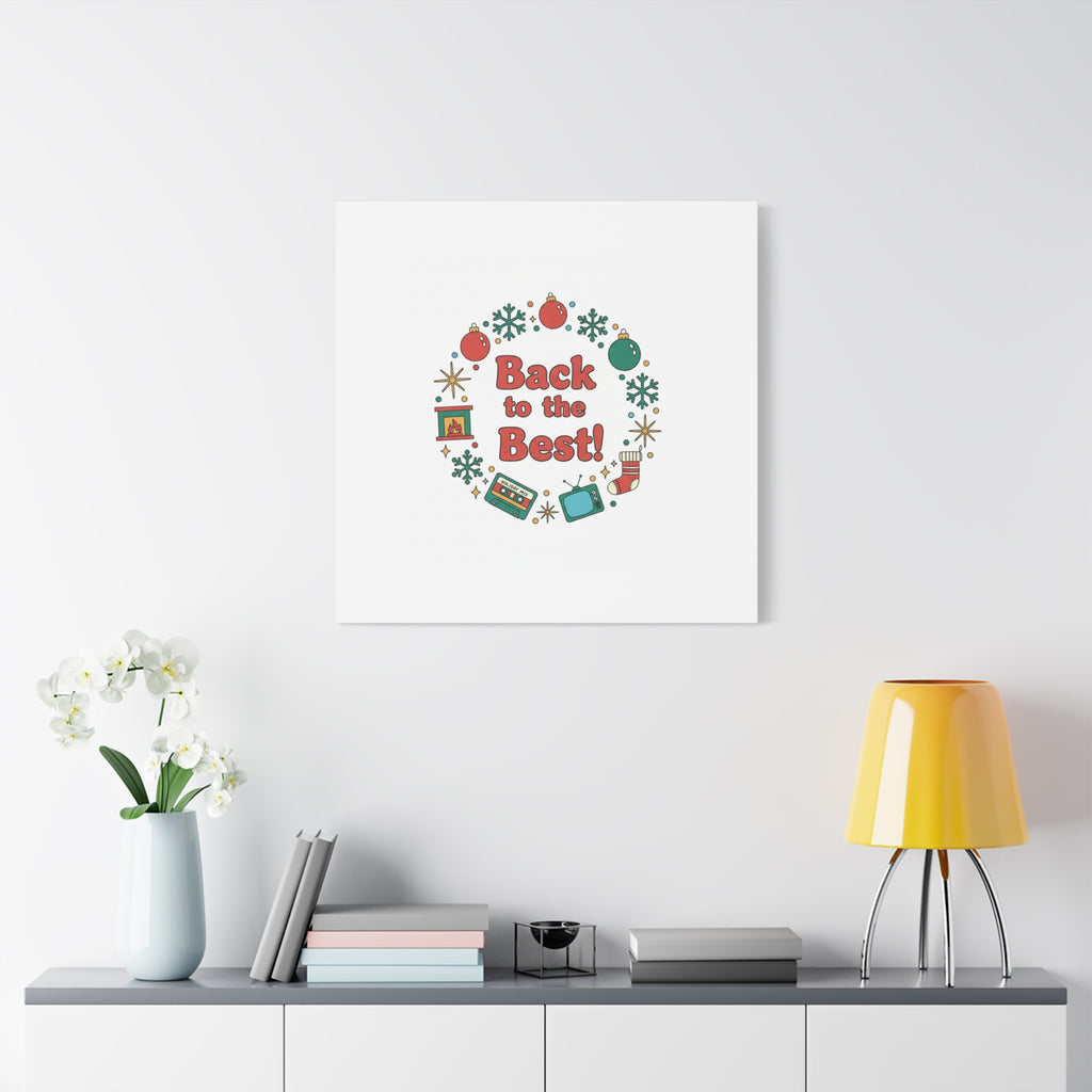 Retro Christmas Wreath Print Canvas | 90s Holiday Nostalgia, Vintage Holiday Poster