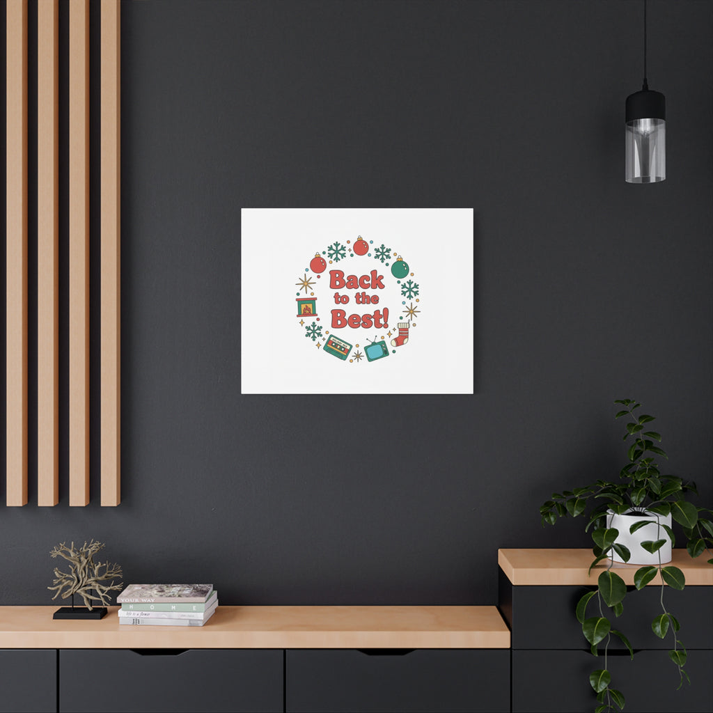 Retro Christmas Wreath Print Canvas | 90s Holiday Nostalgia, Vintage Holiday Poster