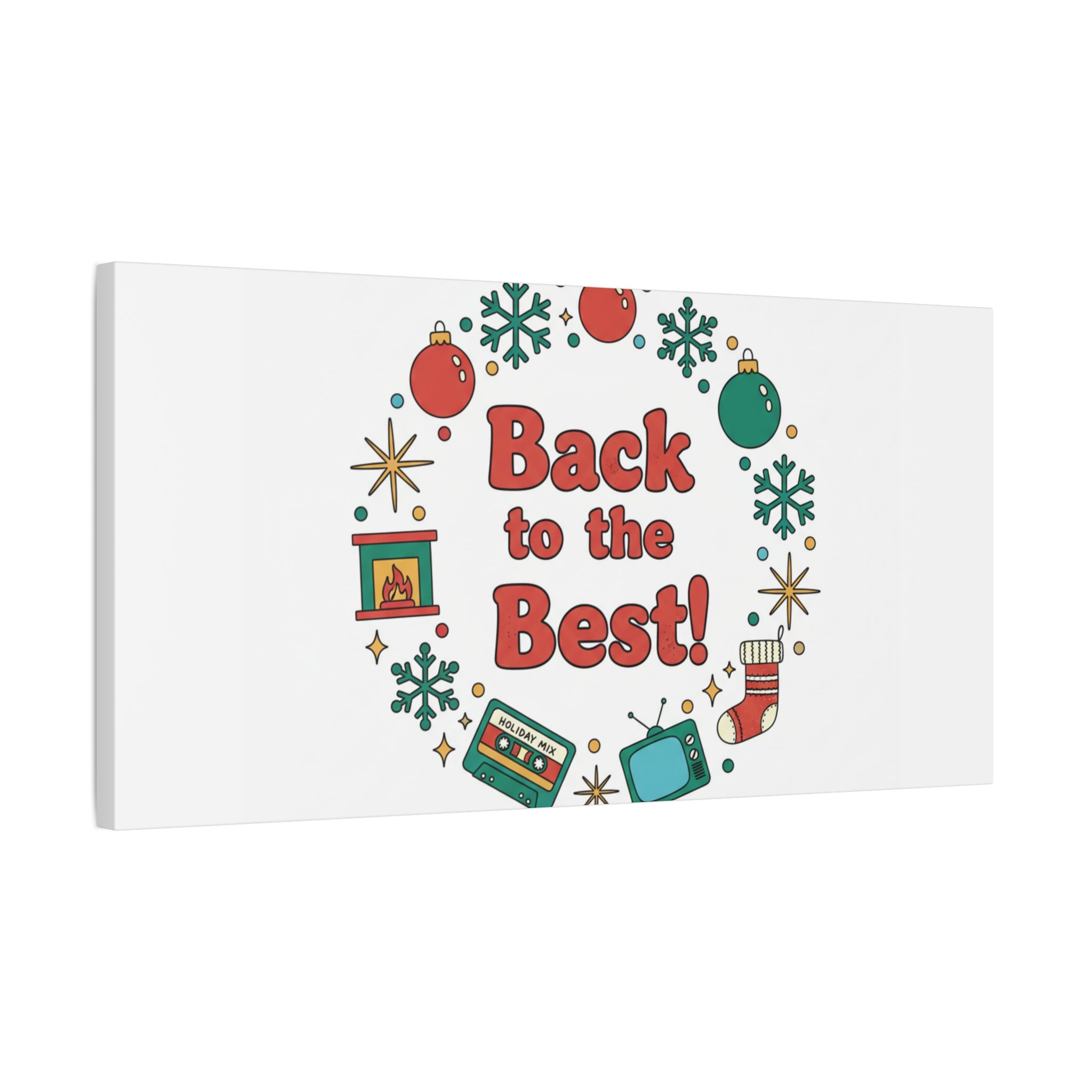 Retro Christmas Wreath Print Canvas | 90s Holiday Nostalgia, Vintage Holiday Poster