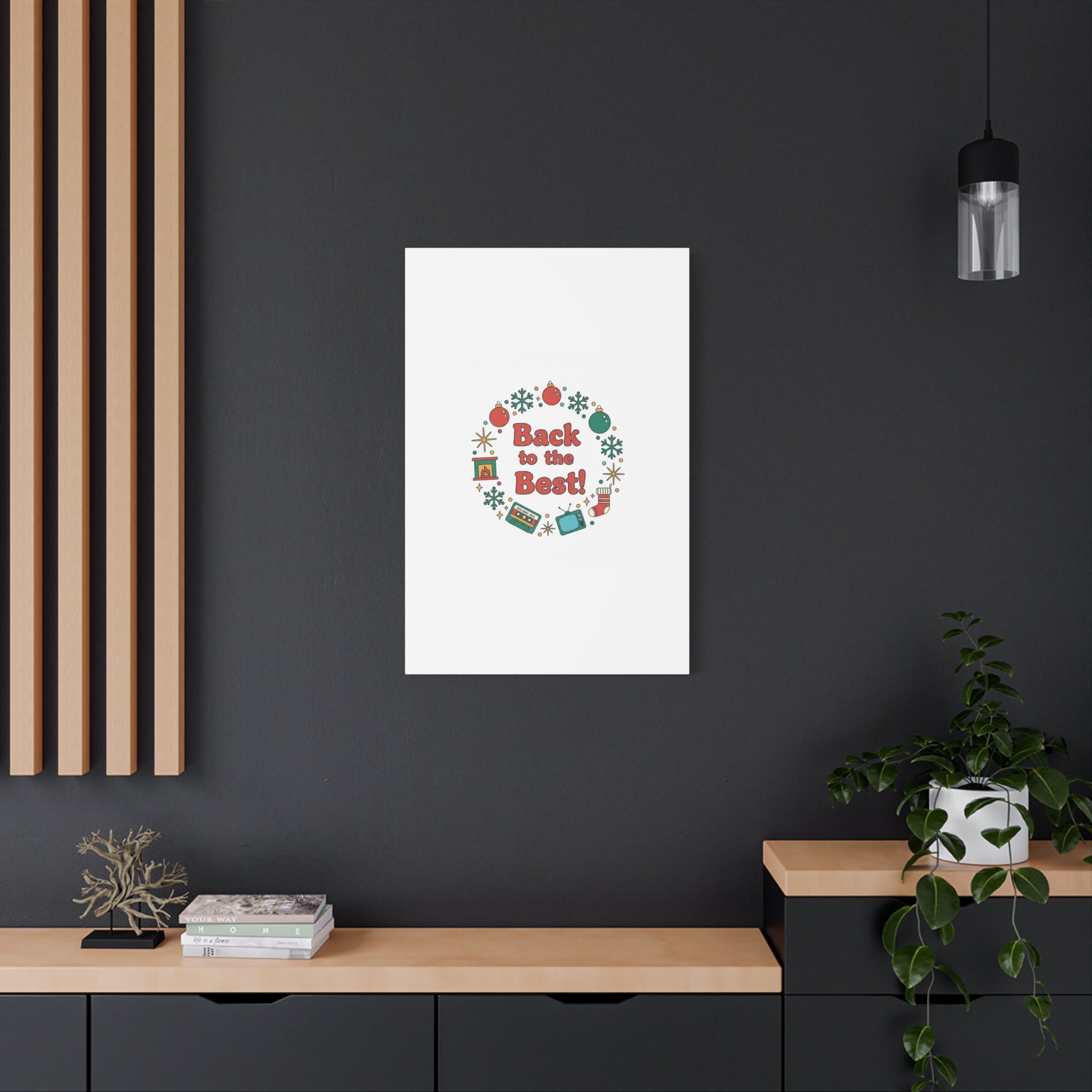 Retro Christmas Wreath Print Canvas | 90s Holiday Nostalgia, Vintage Holiday Poster