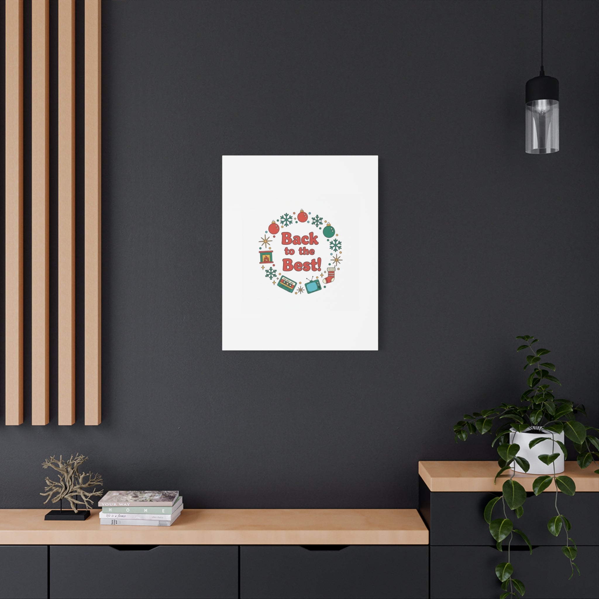 Retro Christmas Wreath Print Canvas | 90s Holiday Nostalgia, Vintage Holiday Poster