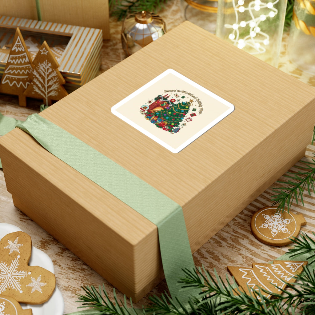 Retro Christmas Tree Sticker | 90s Holiday Nostalgia, Vintage Holiday Print