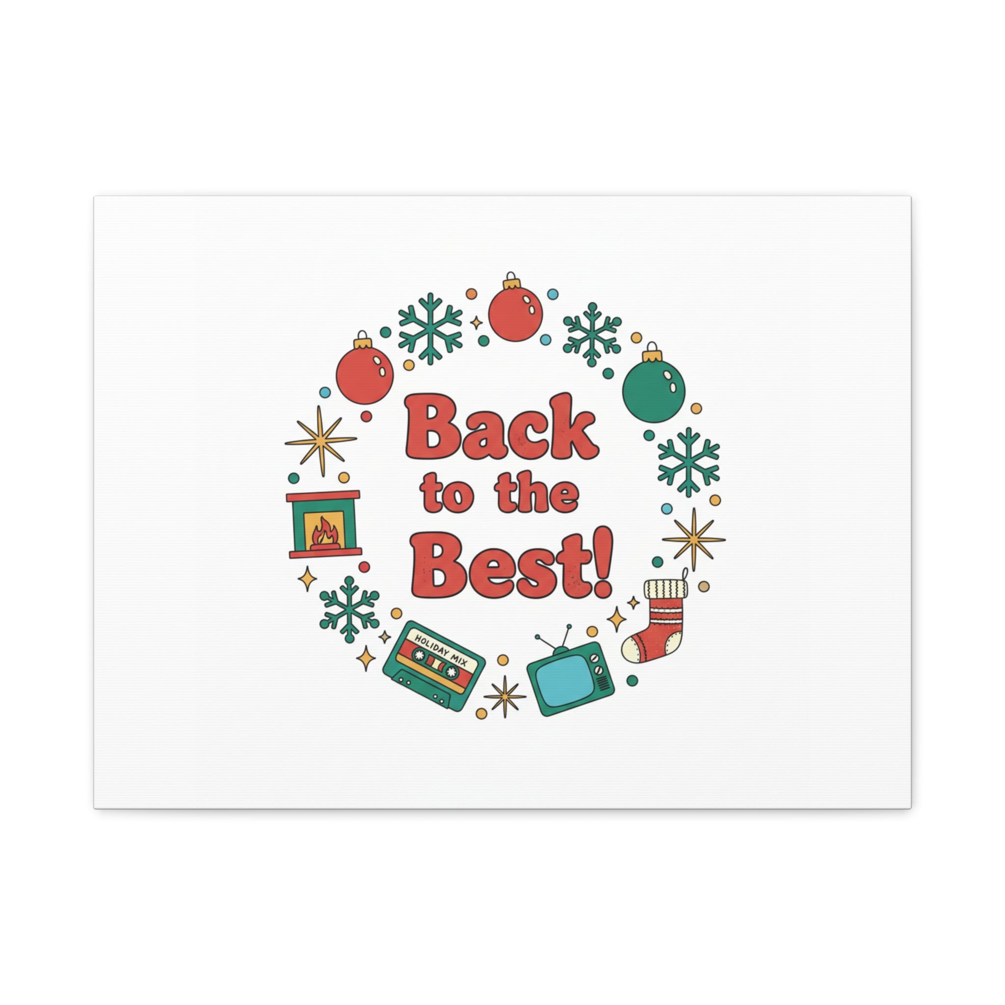 Retro Christmas Wreath Print Canvas | 90s Holiday Nostalgia, Vintage Holiday Poster