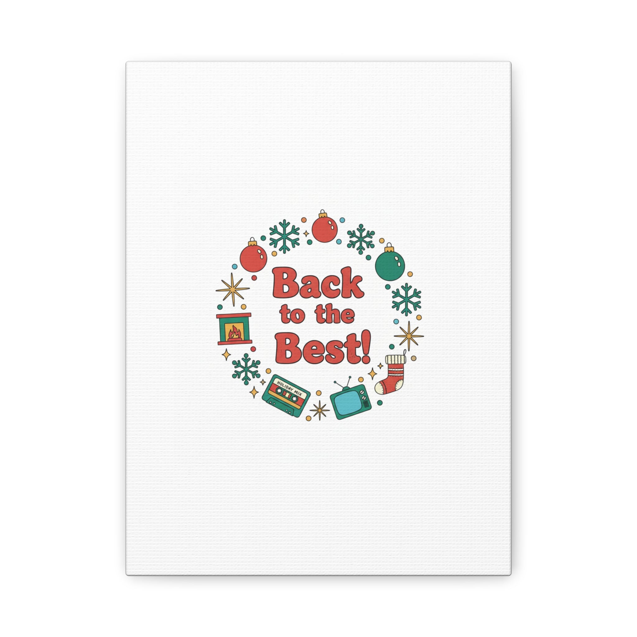 Retro Christmas Wreath Print Canvas | 90s Holiday Nostalgia, Vintage Holiday Poster