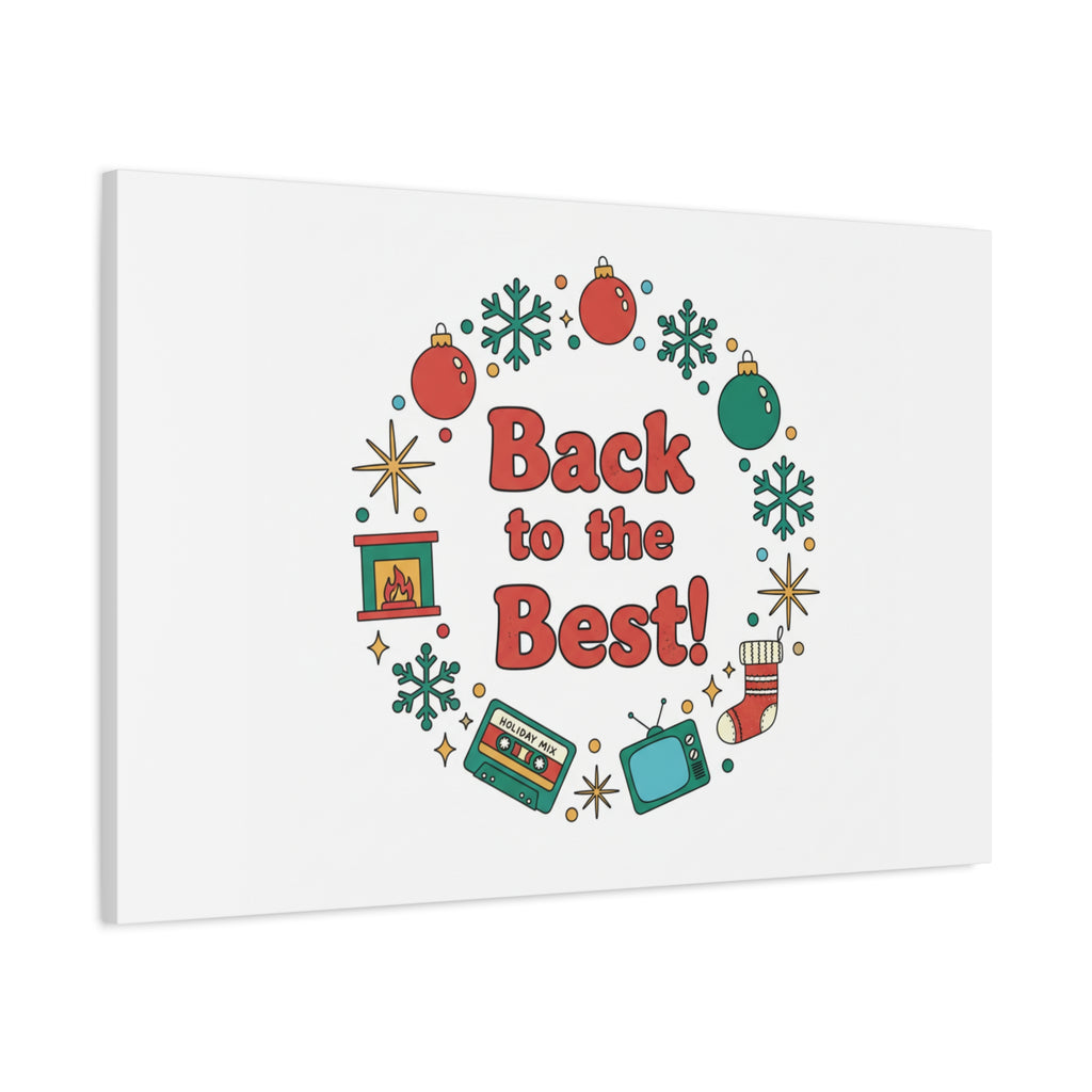 Retro Christmas Wreath Print Canvas | 90s Holiday Nostalgia, Vintage Holiday Poster