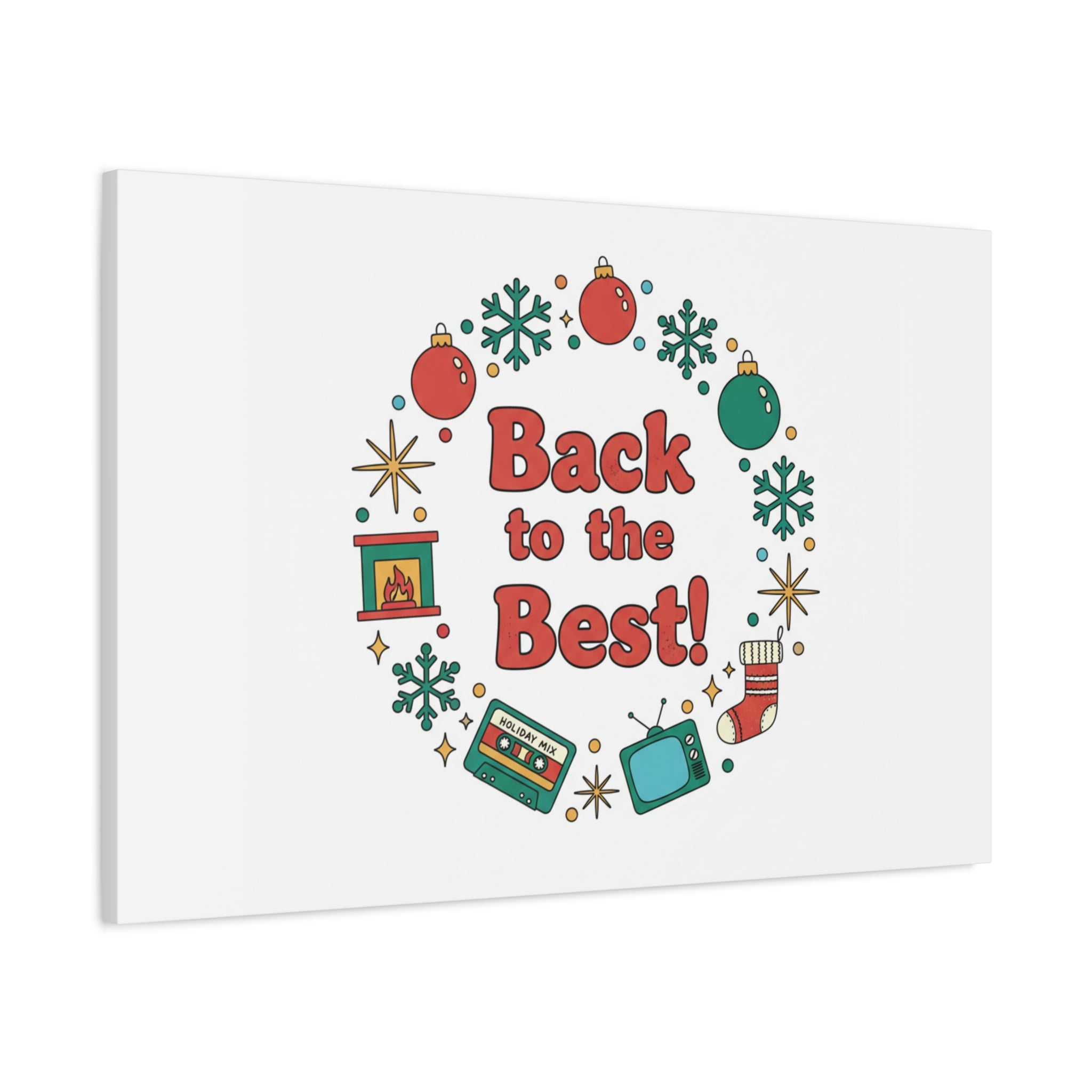 Retro Christmas Wreath Print Canvas | 90s Holiday Nostalgia, Vintage Holiday Poster