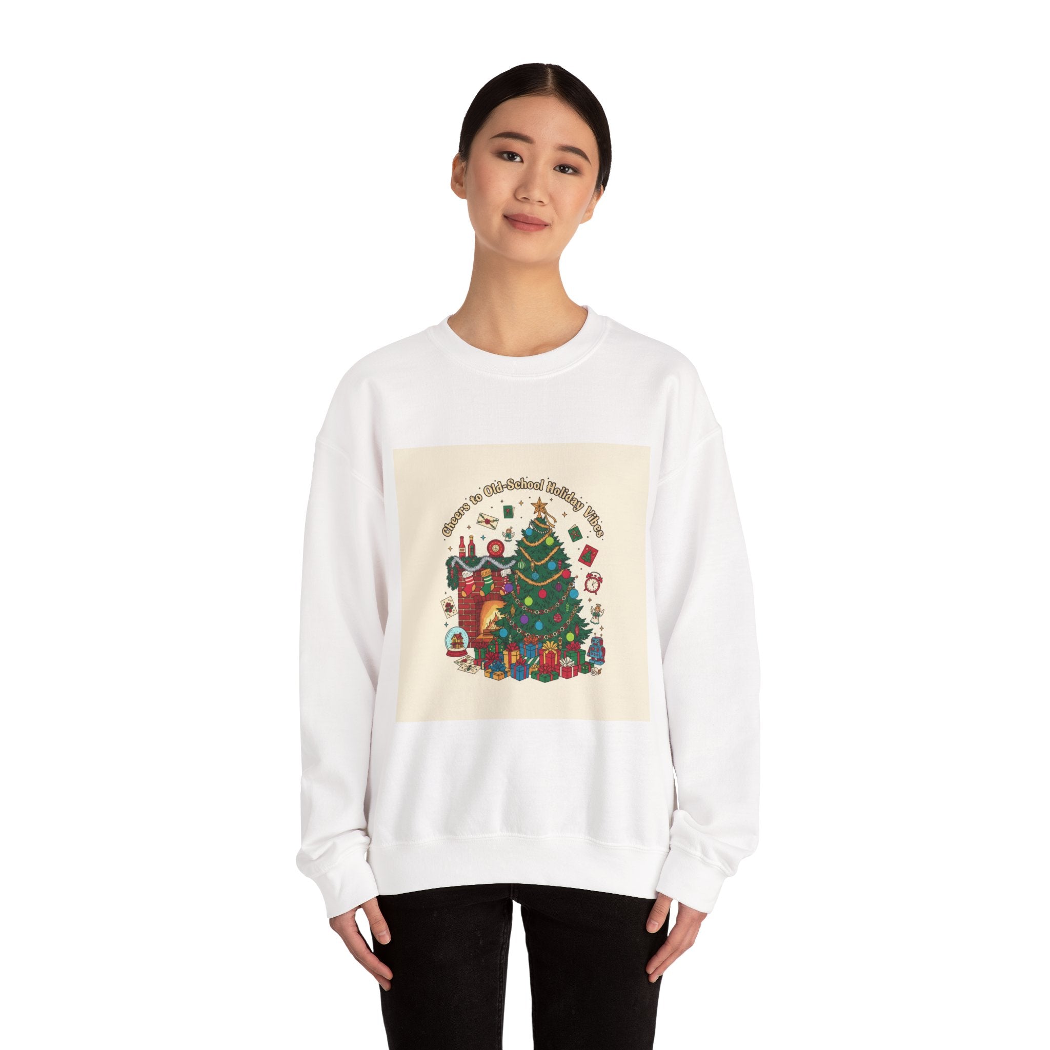 Vintage Holiday Tree Sweatshirt | retro Christmas decor, colorful holiday print