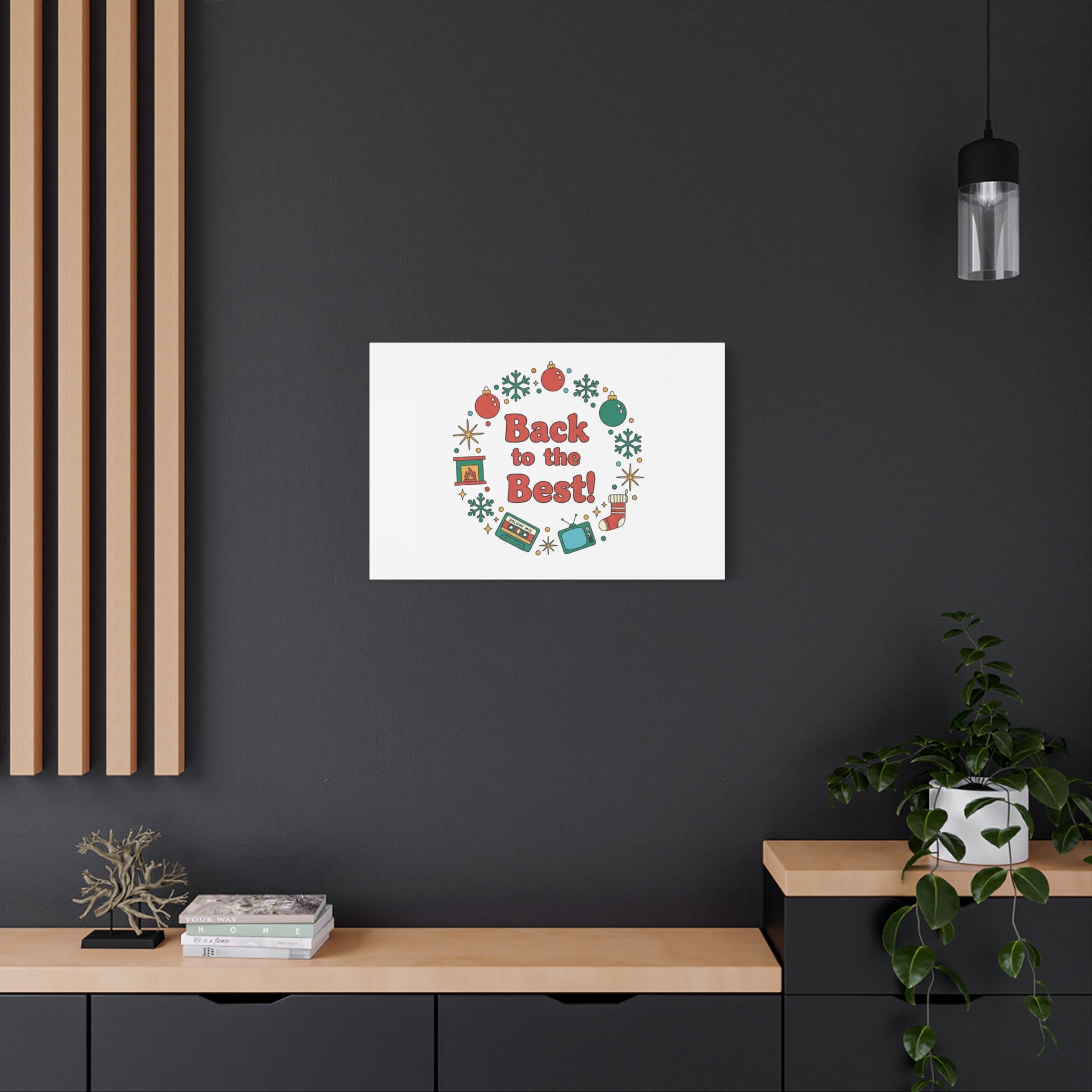 Retro Christmas Wreath Print Canvas | 90s Holiday Nostalgia, Vintage Holiday Poster