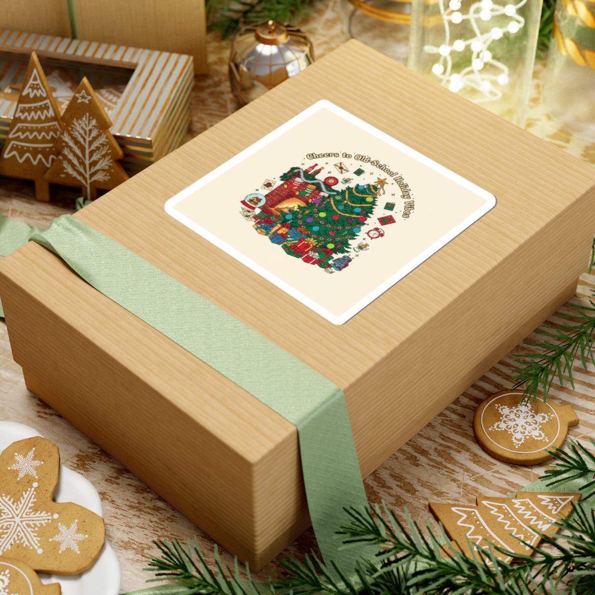 Retro Christmas Tree Sticker | 90s Holiday Nostalgia, Vintage Holiday Print