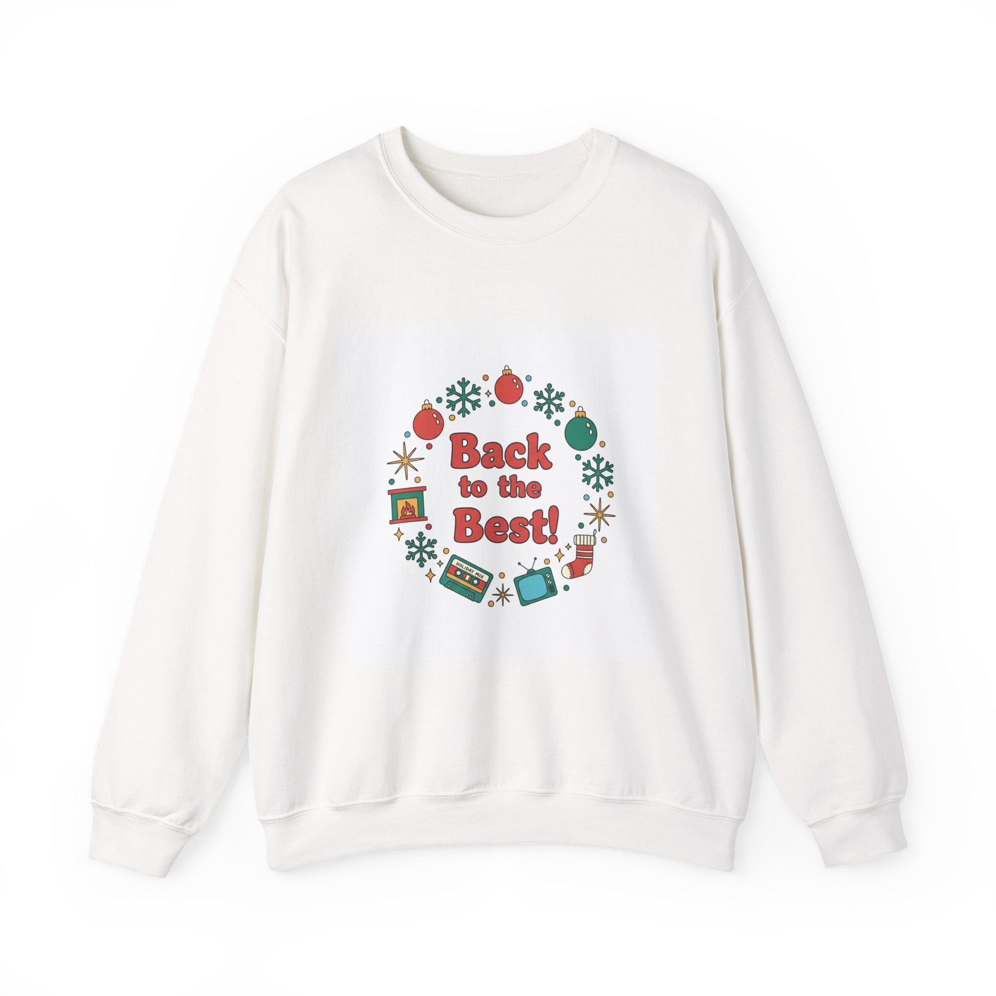 Retro Holiday Wreath Sweatshirt | vintage holiday print, colorful holiday poster