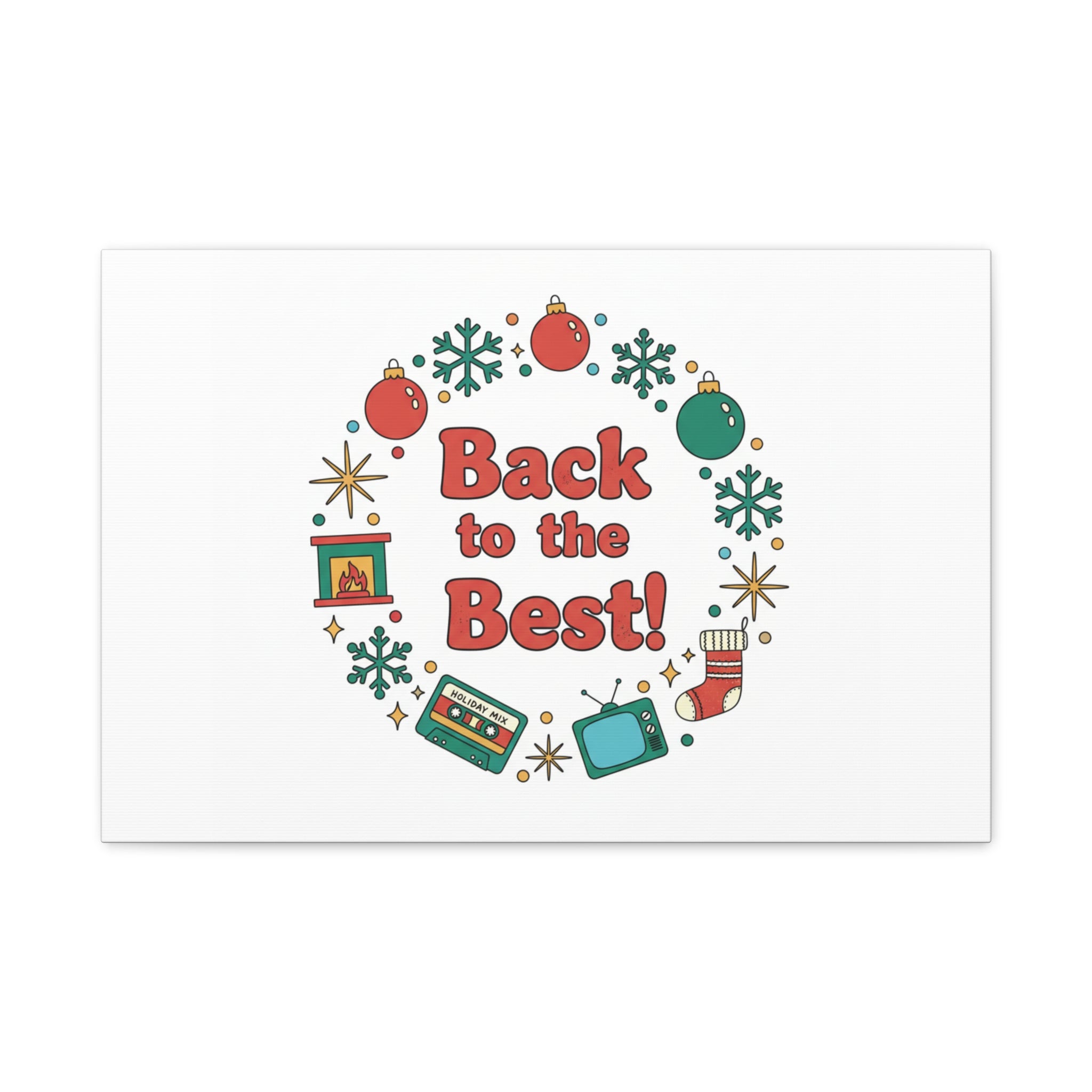 Retro Christmas Wreath Print Canvas | 90s Holiday Nostalgia, Vintage Holiday Poster