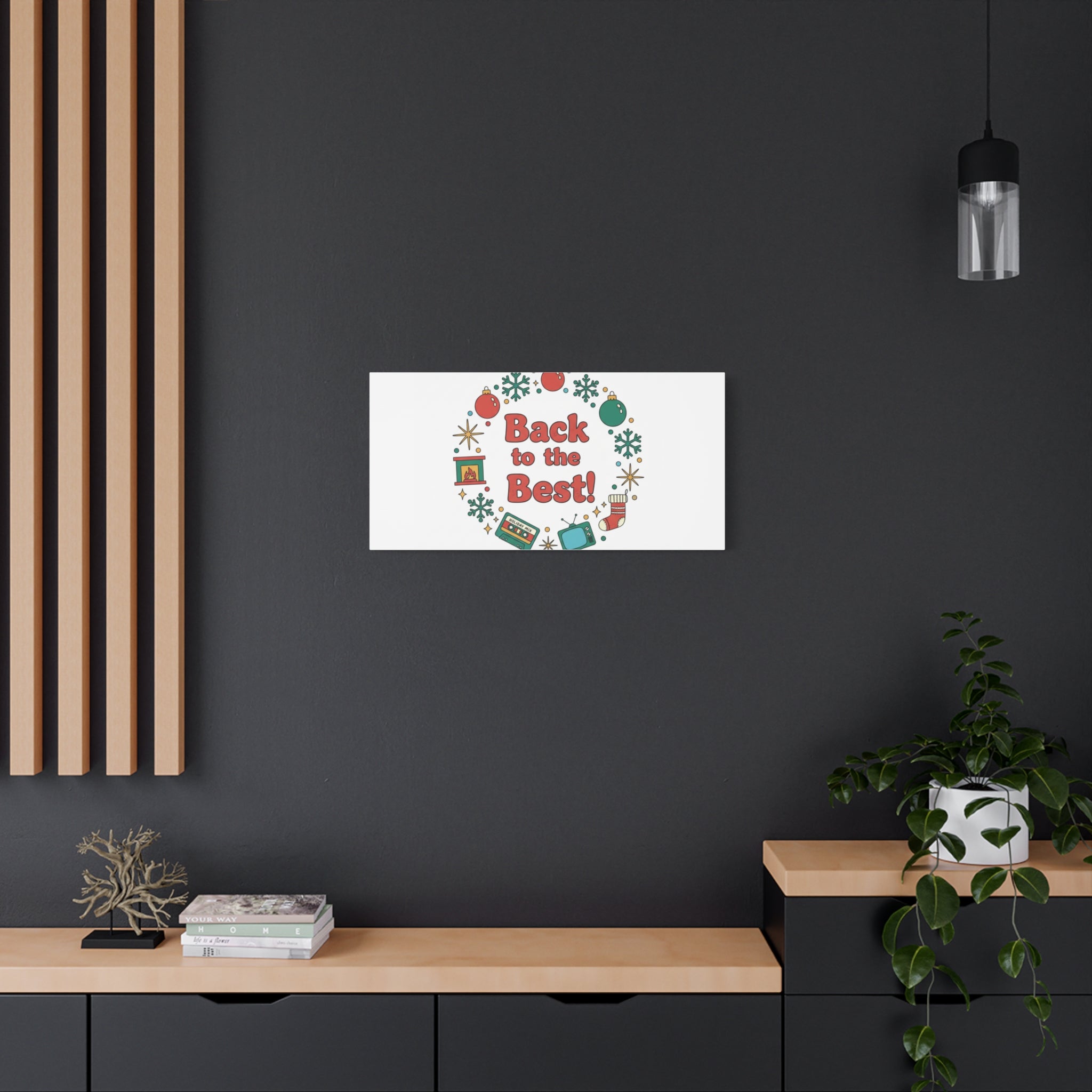 Retro Christmas Wreath Print Canvas | 90s Holiday Nostalgia, Vintage Holiday Poster