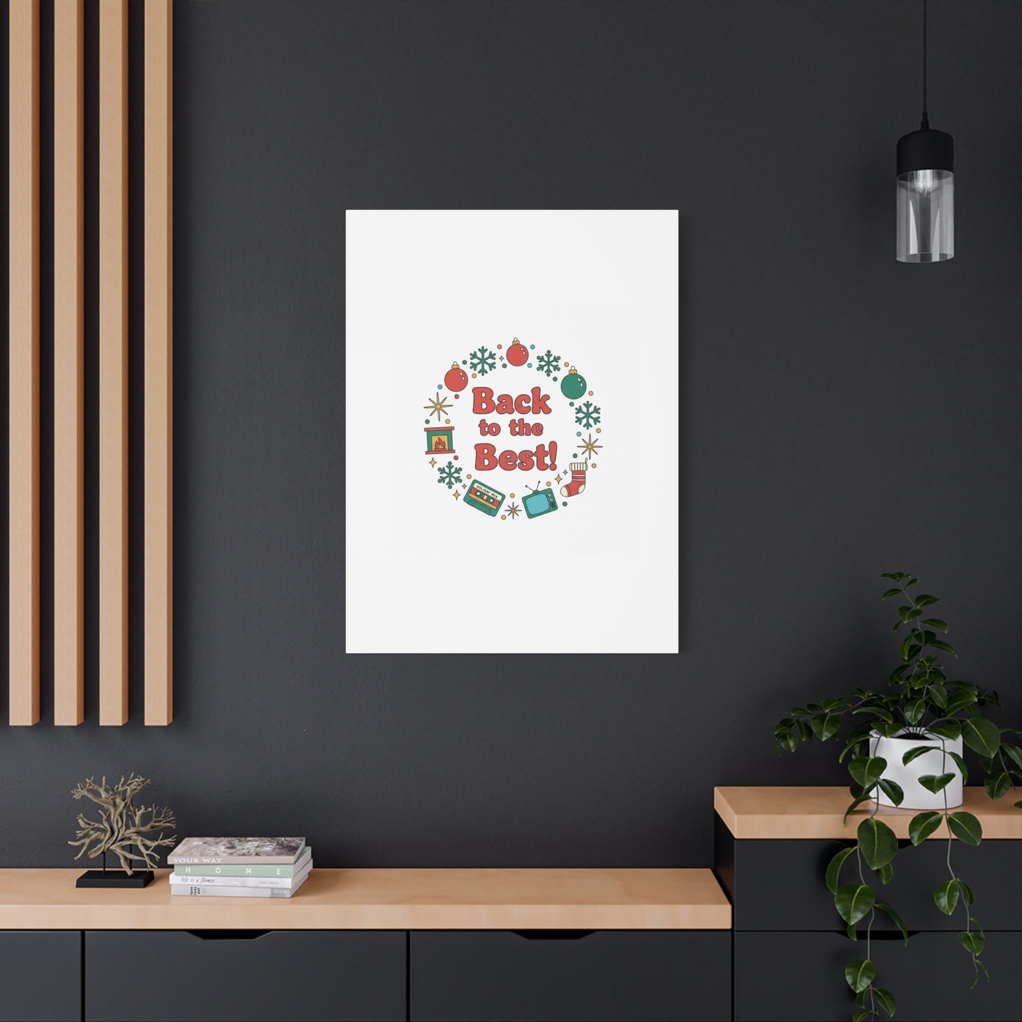 Retro Christmas Wreath Print Canvas | 90s Holiday Nostalgia, Vintage Holiday Poster