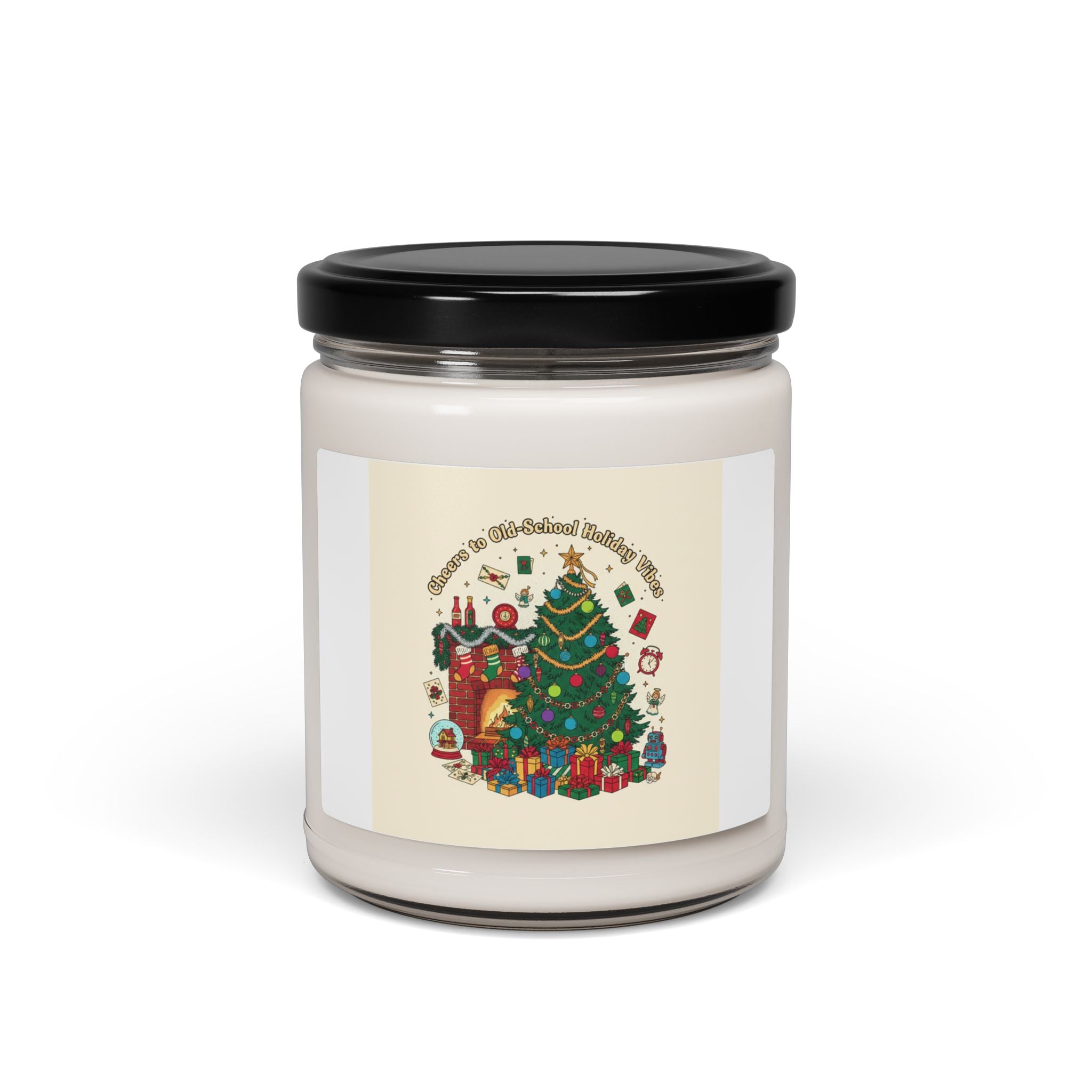 Retro Christmas Tree Candle | Scented Soy Candle, 9oz, Vintage Holiday Print