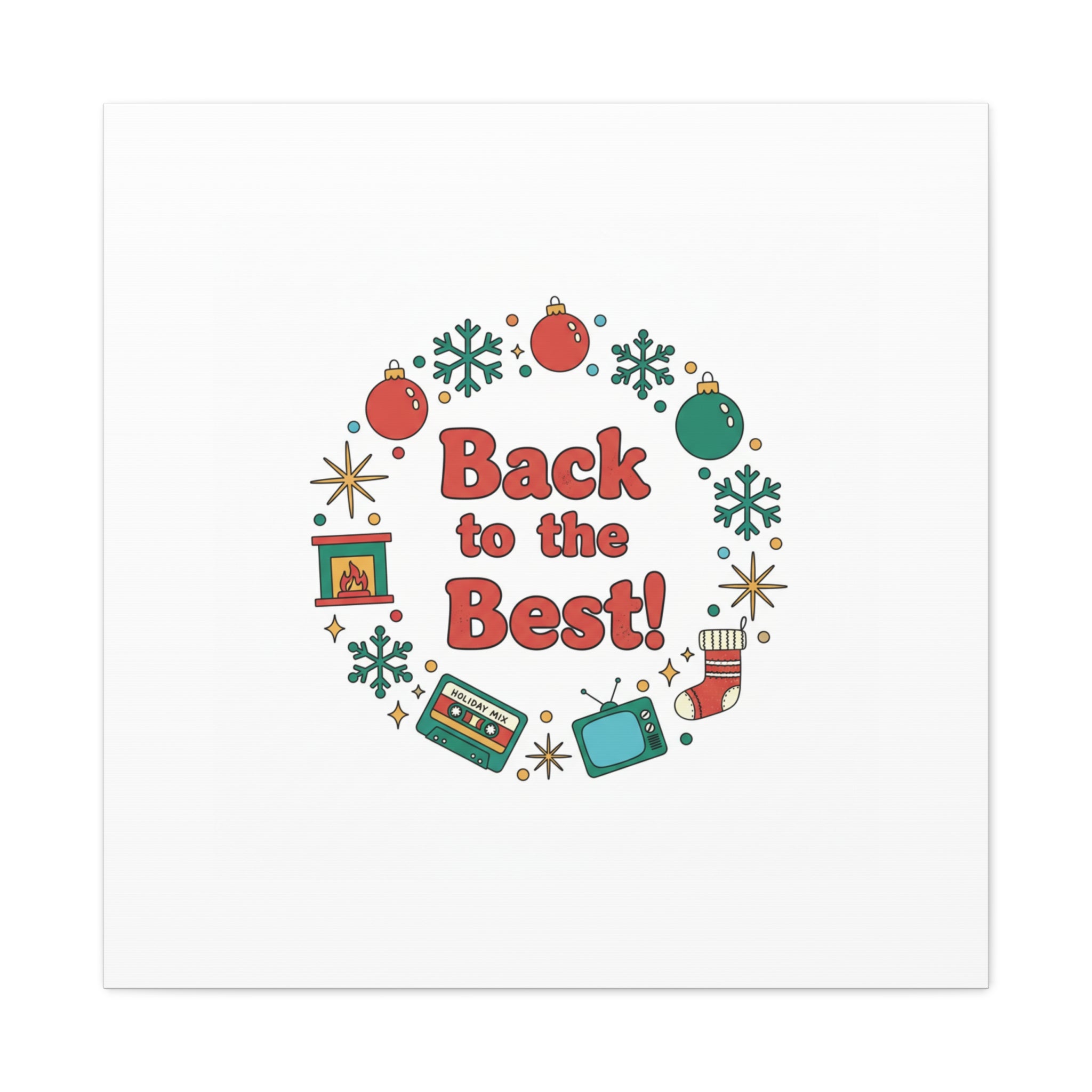 Retro Christmas Wreath Print Canvas | 90s Holiday Nostalgia, Vintage Holiday Poster