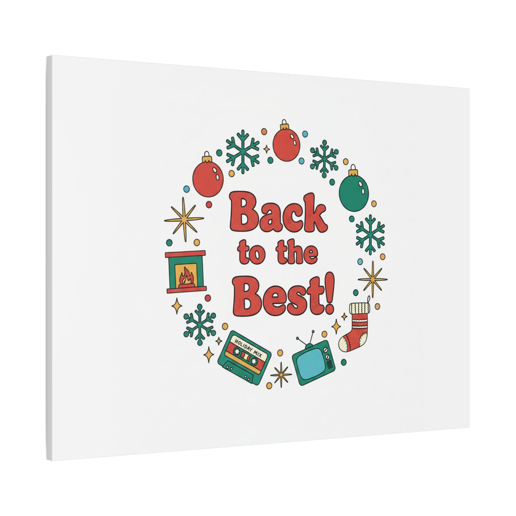 Retro Christmas Wreath Print Canvas | 90s Holiday Nostalgia, Vintage Holiday Poster