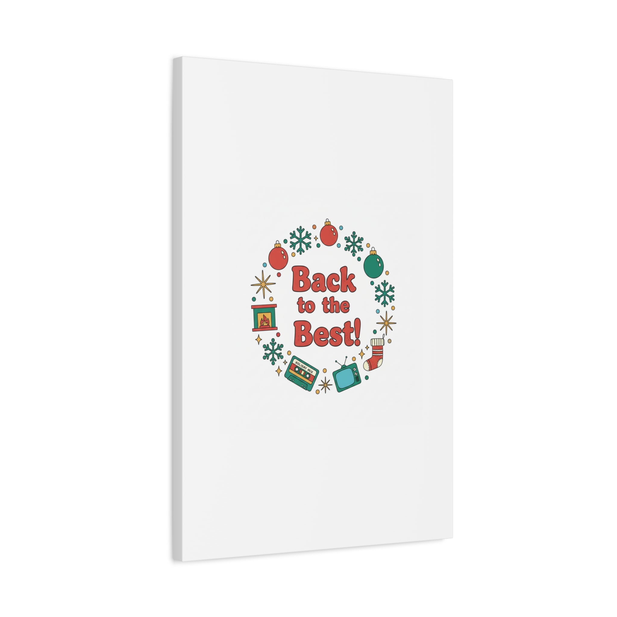 Retro Christmas Wreath Print Canvas | 90s Holiday Nostalgia, Vintage Holiday Poster