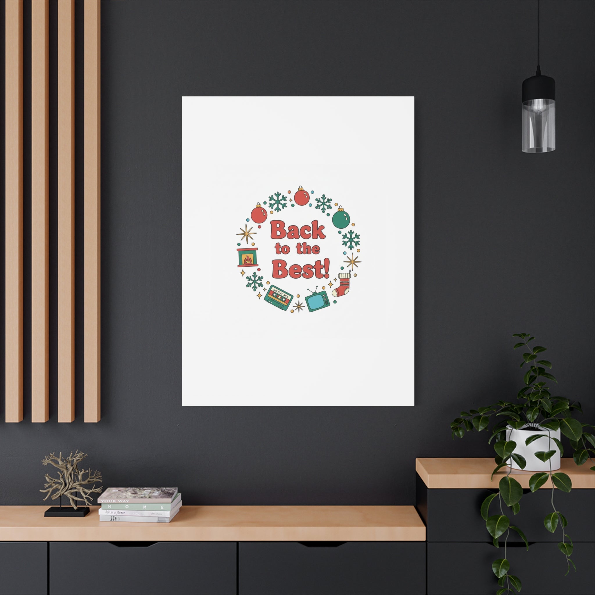 Retro Christmas Wreath Print Canvas | 90s Holiday Nostalgia, Vintage Holiday Poster
