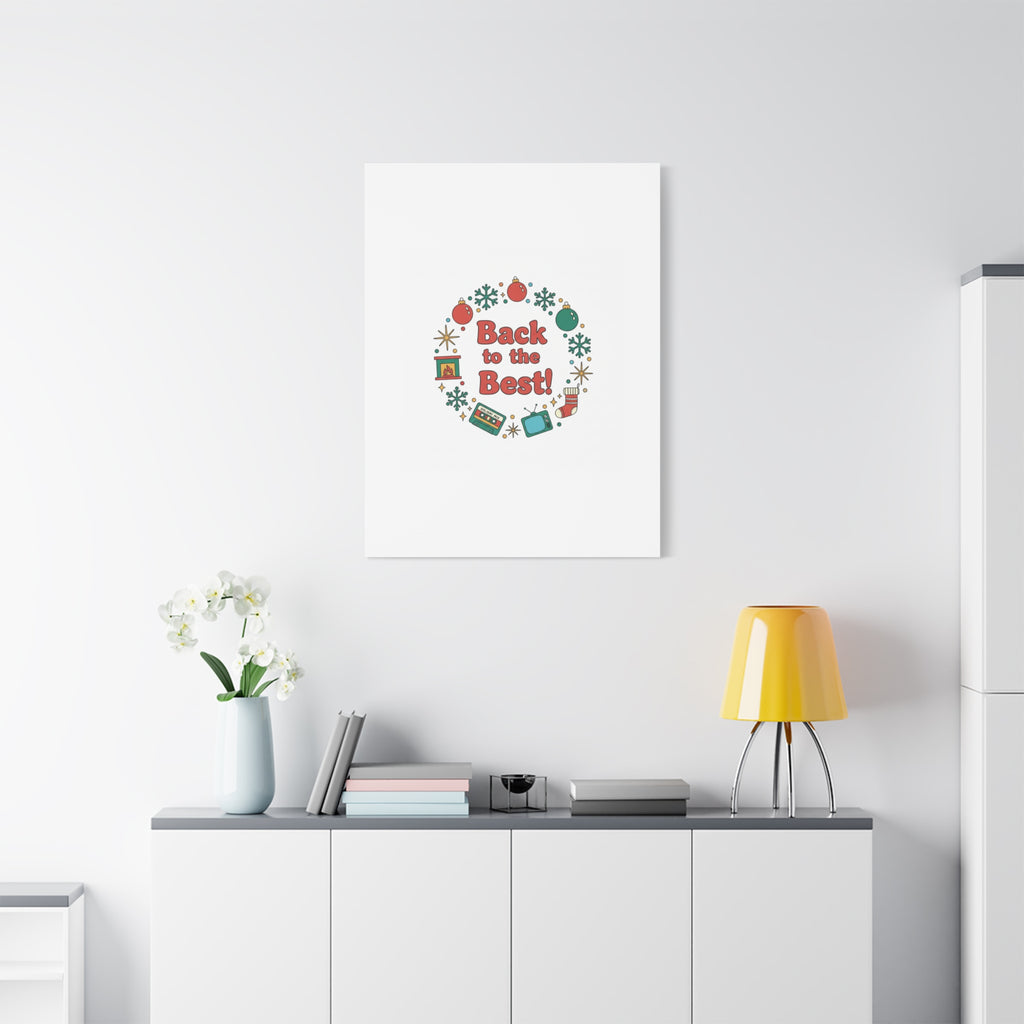 Retro Christmas Wreath Print Canvas | 90s Holiday Nostalgia, Vintage Holiday Poster