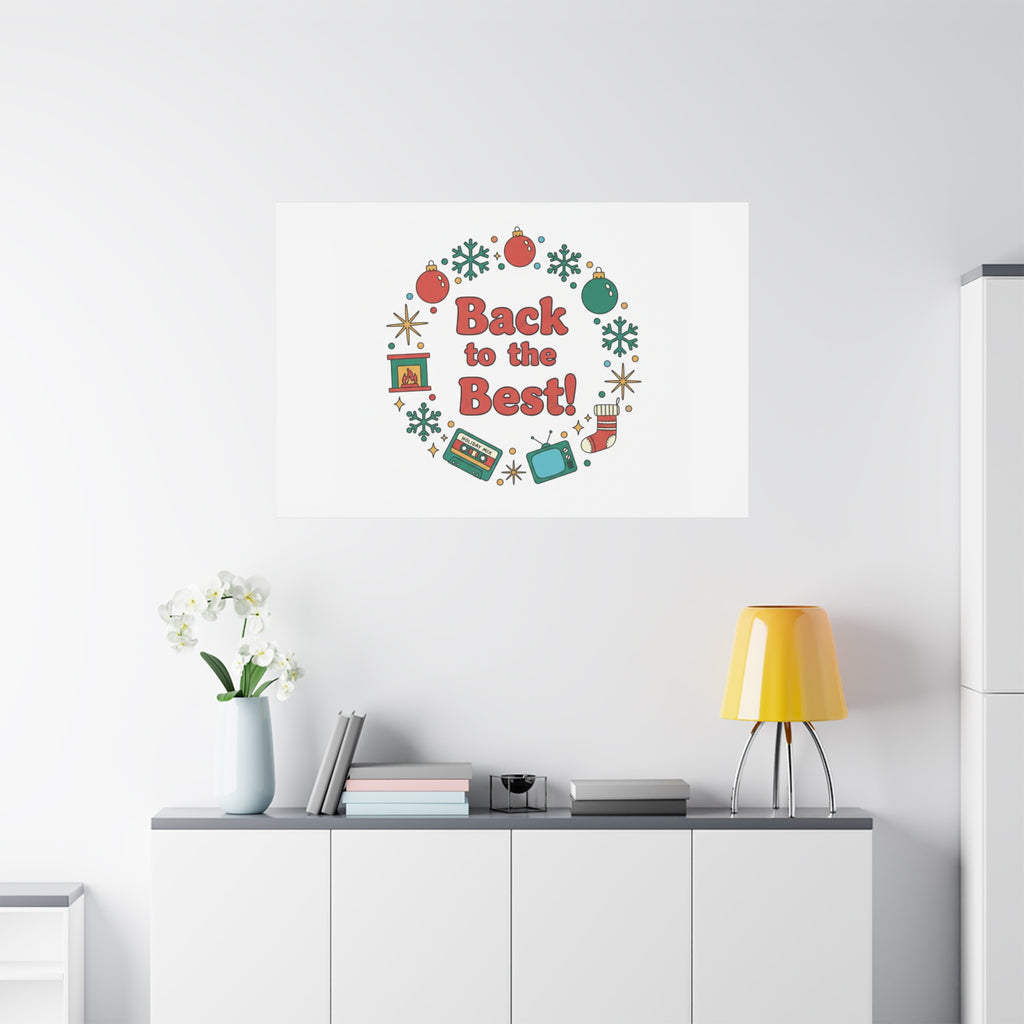 Retro Christmas Wreath Print Canvas | 90s Holiday Nostalgia, Vintage Holiday Poster