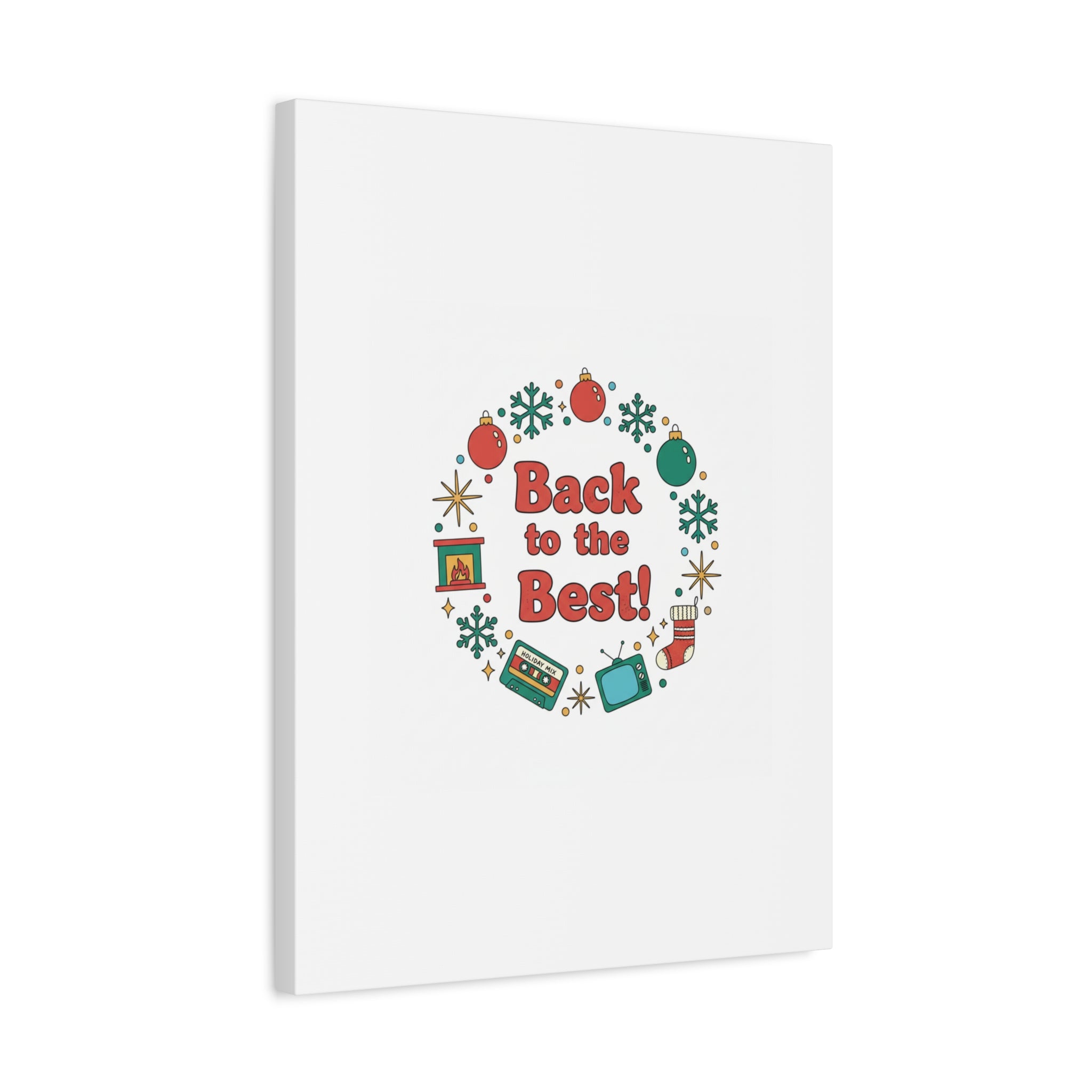 Retro Christmas Wreath Print Canvas | 90s Holiday Nostalgia, Vintage Holiday Poster