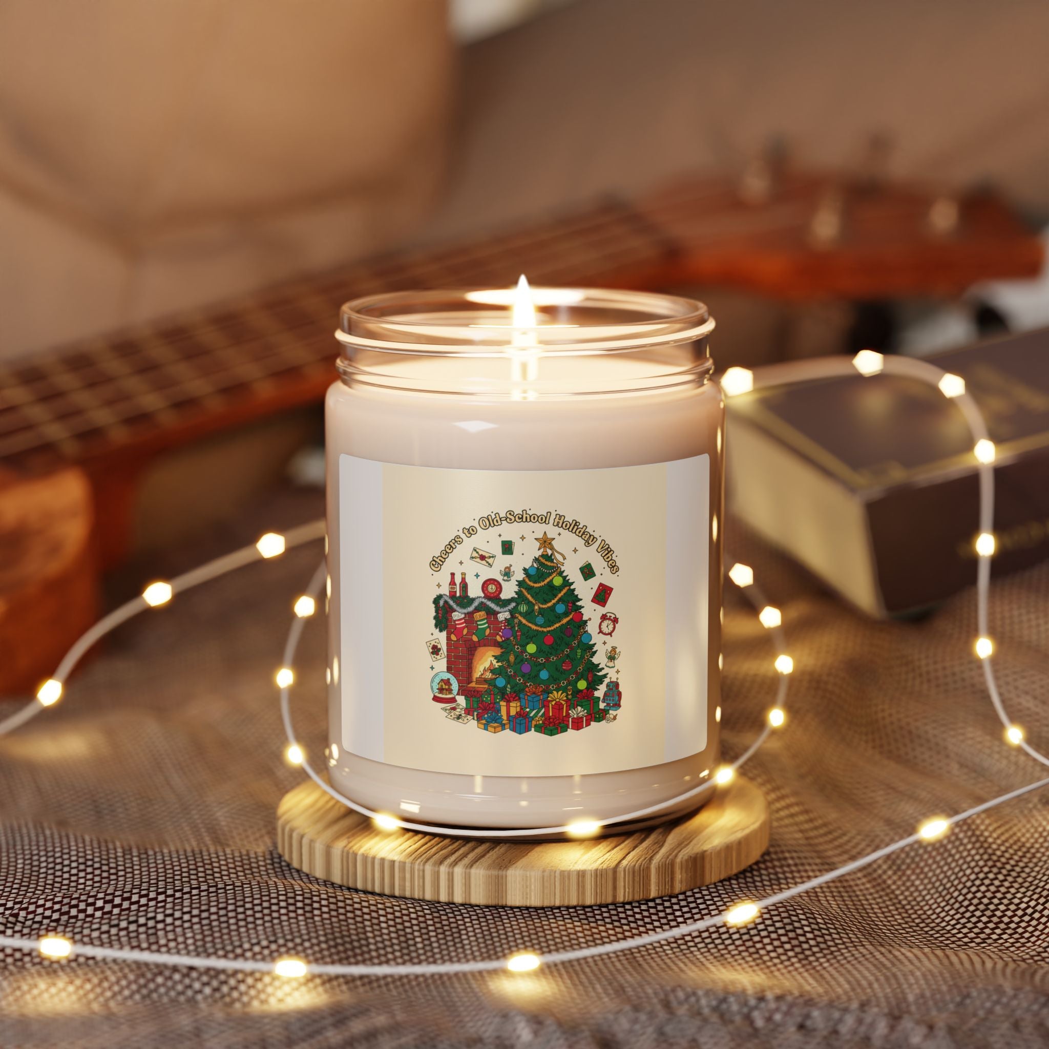 Retro Christmas Tree Candle | Scented Soy Candle, 9oz, Vintage Holiday Print