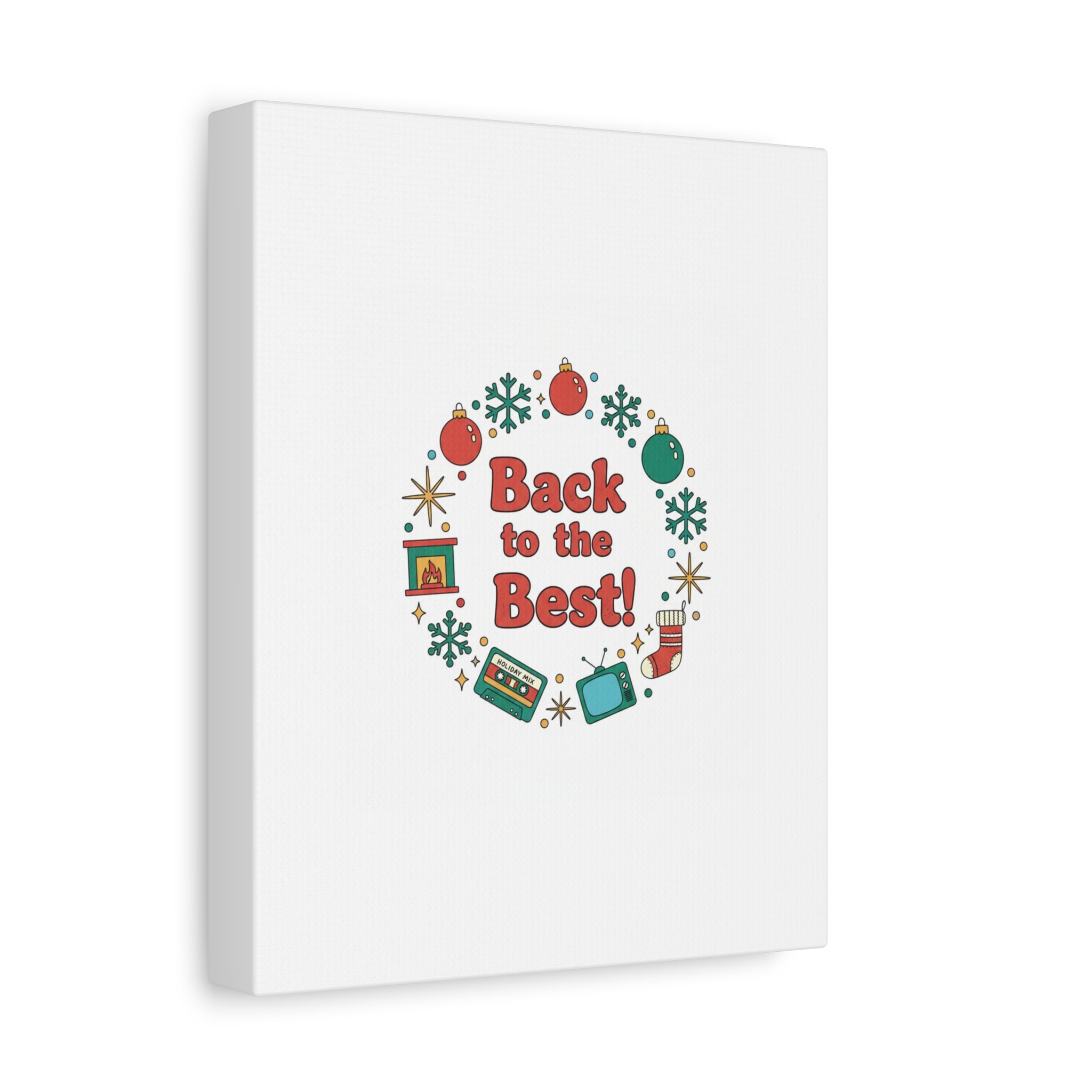 Retro Christmas Wreath Print Canvas | 90s Holiday Nostalgia, Vintage Holiday Poster