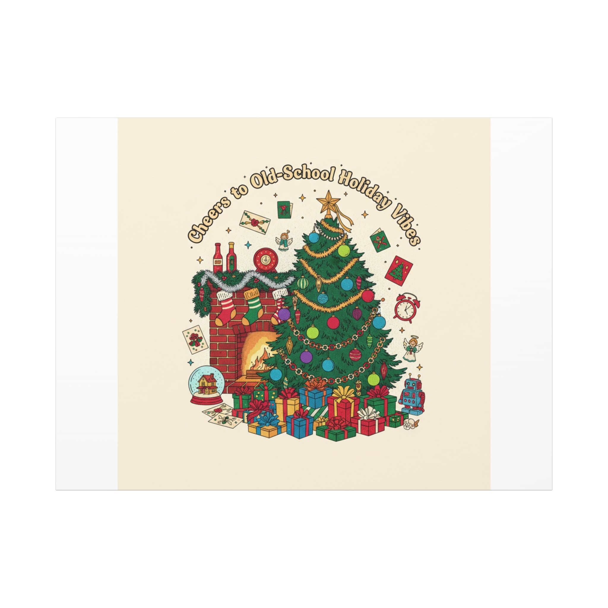 Retro Christmas Tree Canvas | 90s Holiday Nostalgia, Vintage Holiday Print