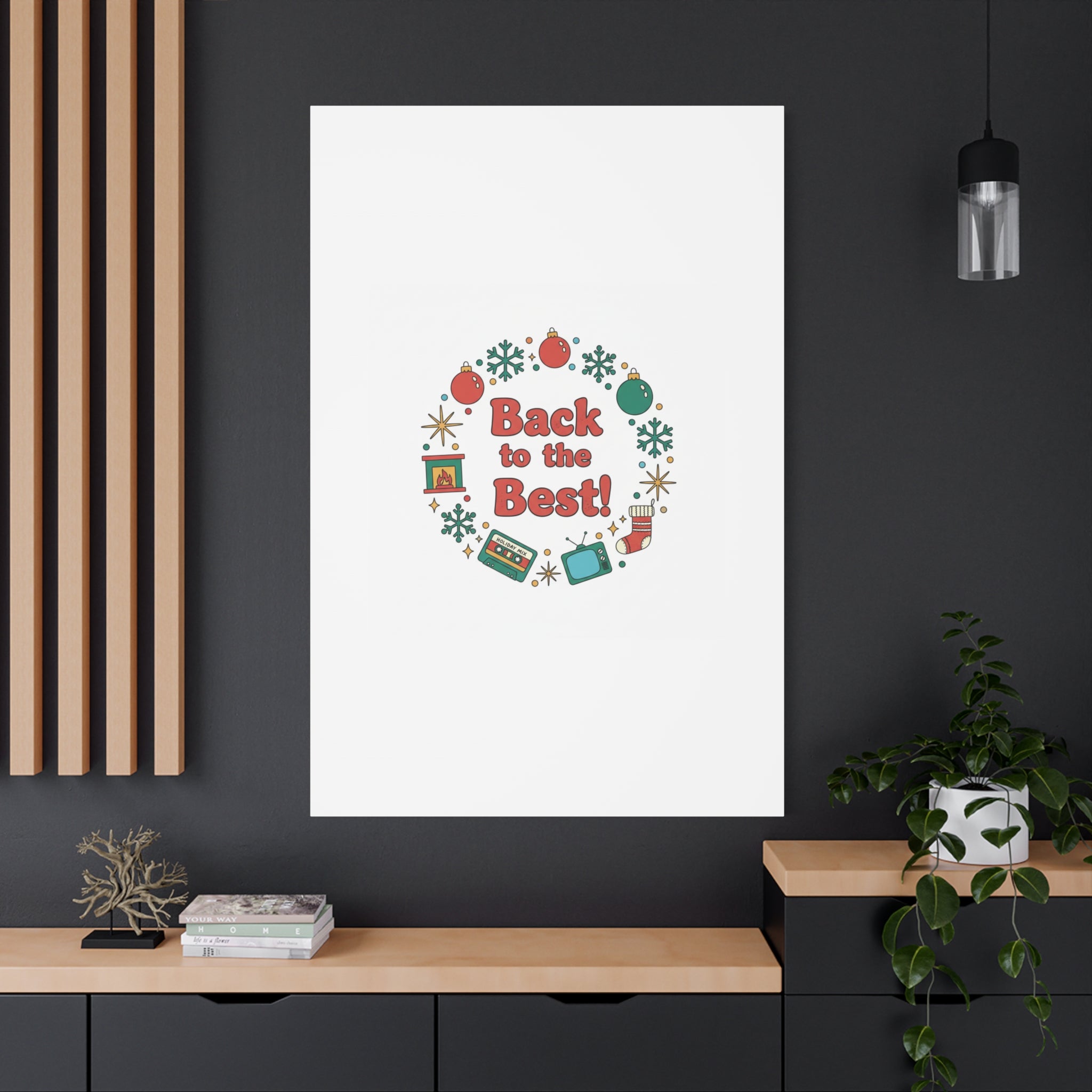 Retro Christmas Wreath Print Canvas | 90s Holiday Nostalgia, Vintage Holiday Poster