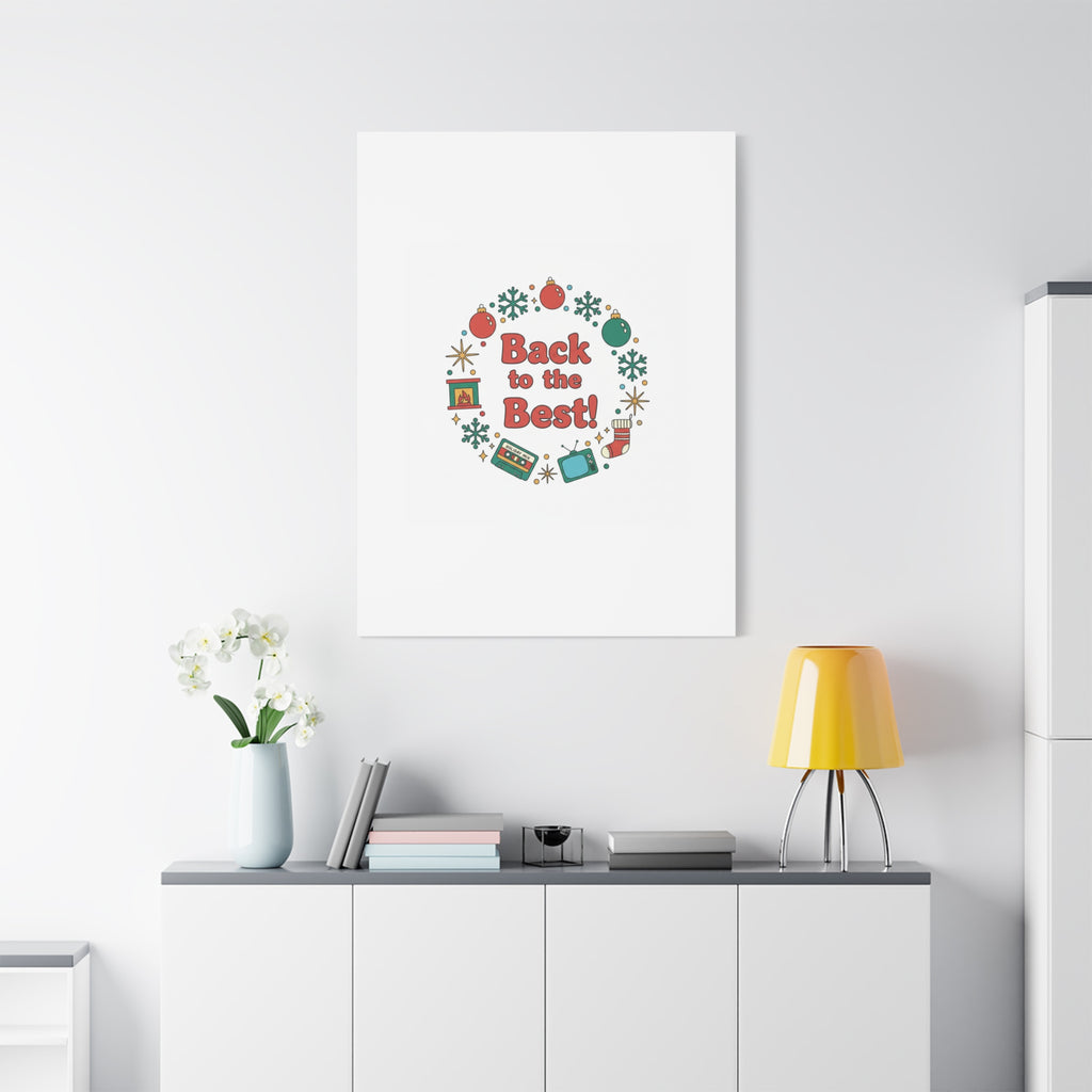 Retro Christmas Wreath Print Canvas | 90s Holiday Nostalgia, Vintage Holiday Poster