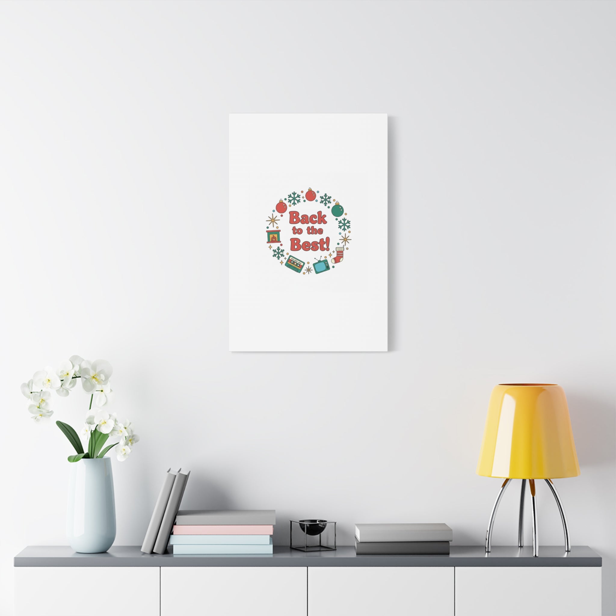 Retro Christmas Wreath Print Canvas | 90s Holiday Nostalgia, Vintage Holiday Poster