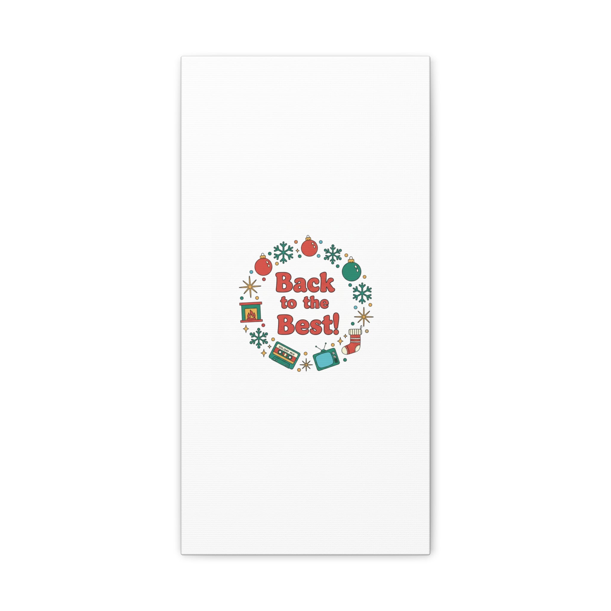 Retro Christmas Wreath Print Canvas | 90s Holiday Nostalgia, Vintage Holiday Poster