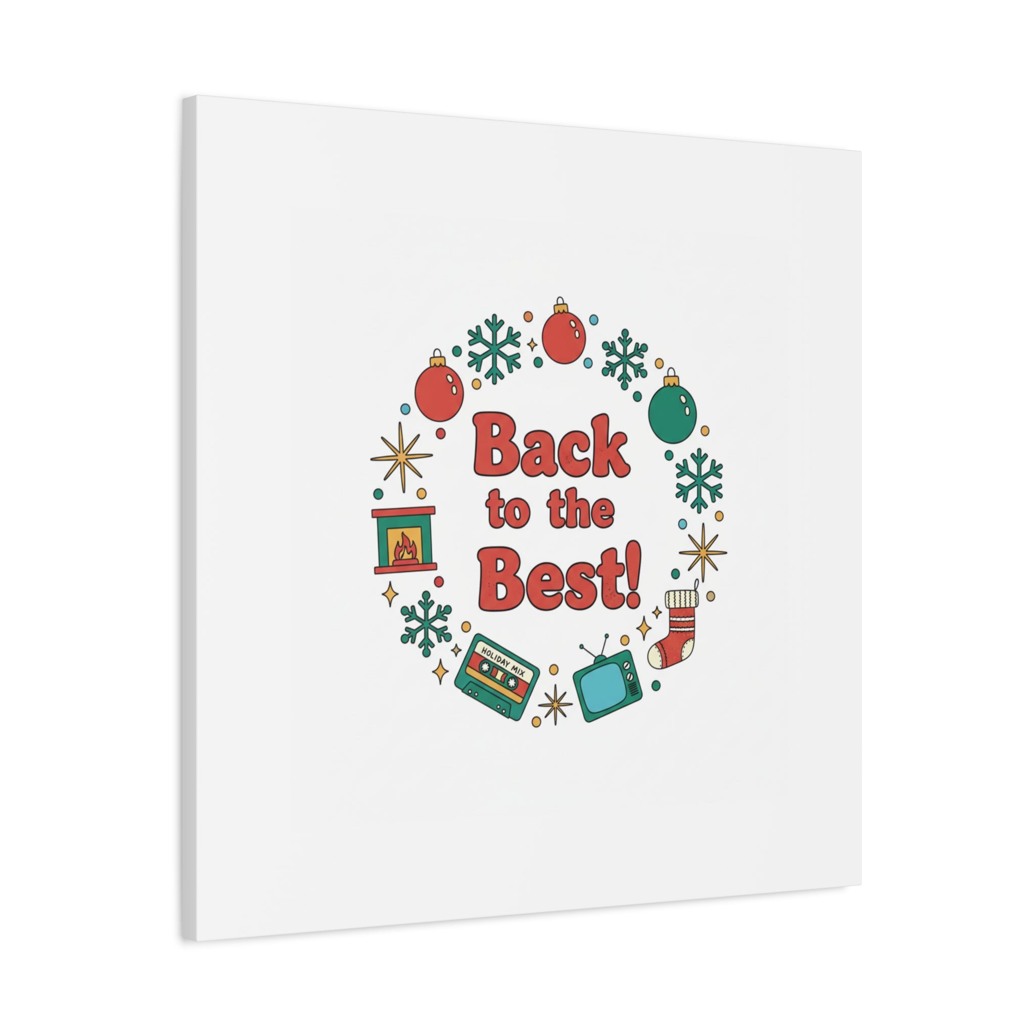 Retro Christmas Wreath Print Canvas | 90s Holiday Nostalgia, Vintage Holiday Poster