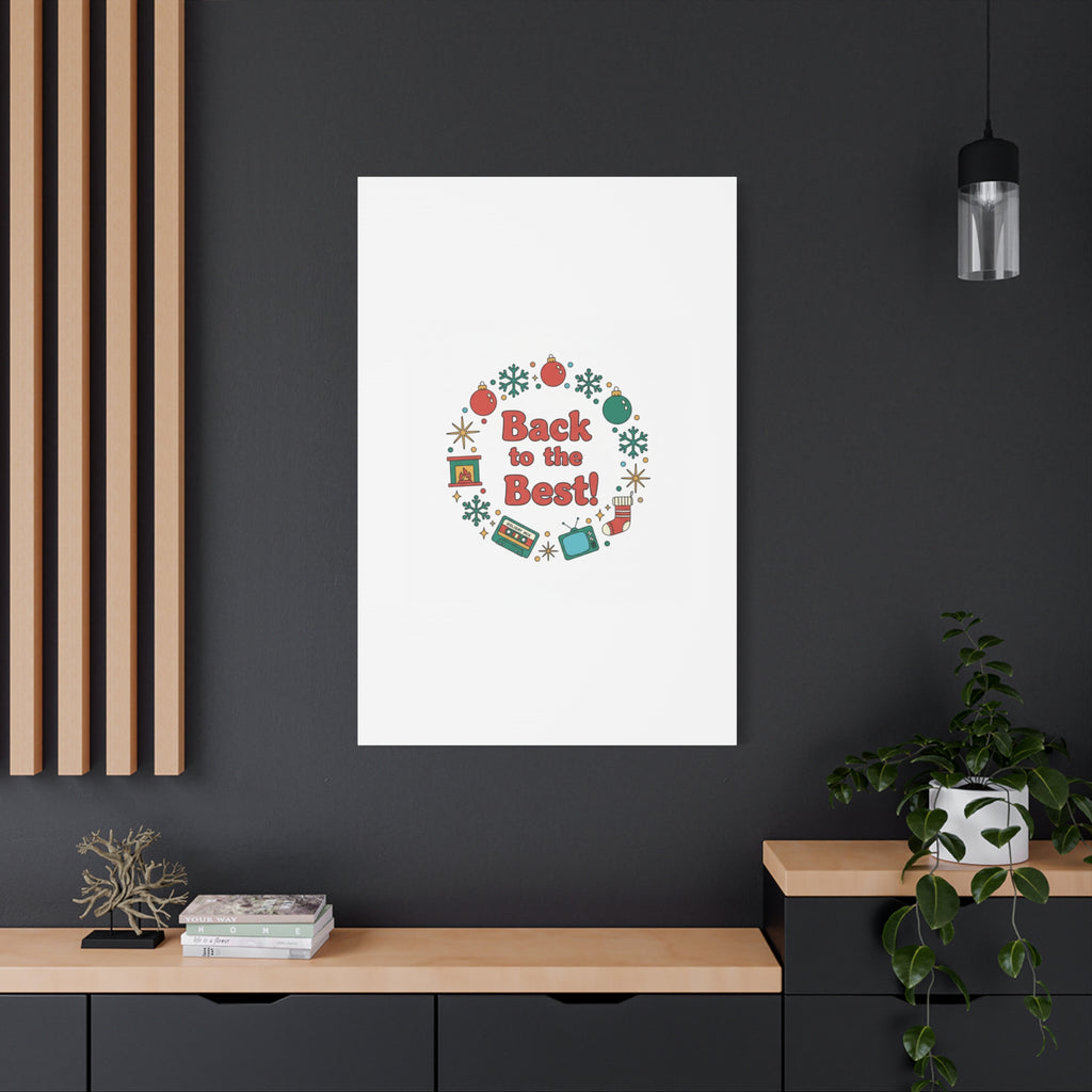 Retro Christmas Wreath Print Canvas | 90s Holiday Nostalgia, Vintage Holiday Poster